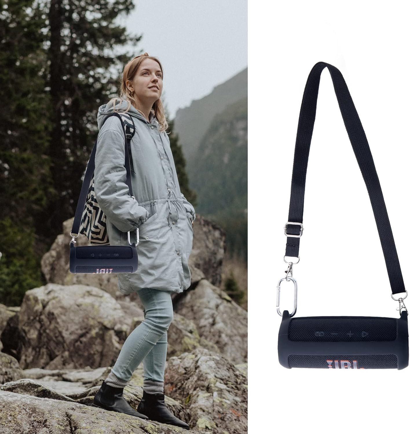 co2CREA Soft Silicone Case Replacement for JBL Flip 6 Portable Bluetooth Speaker (Black Case) - Image 8