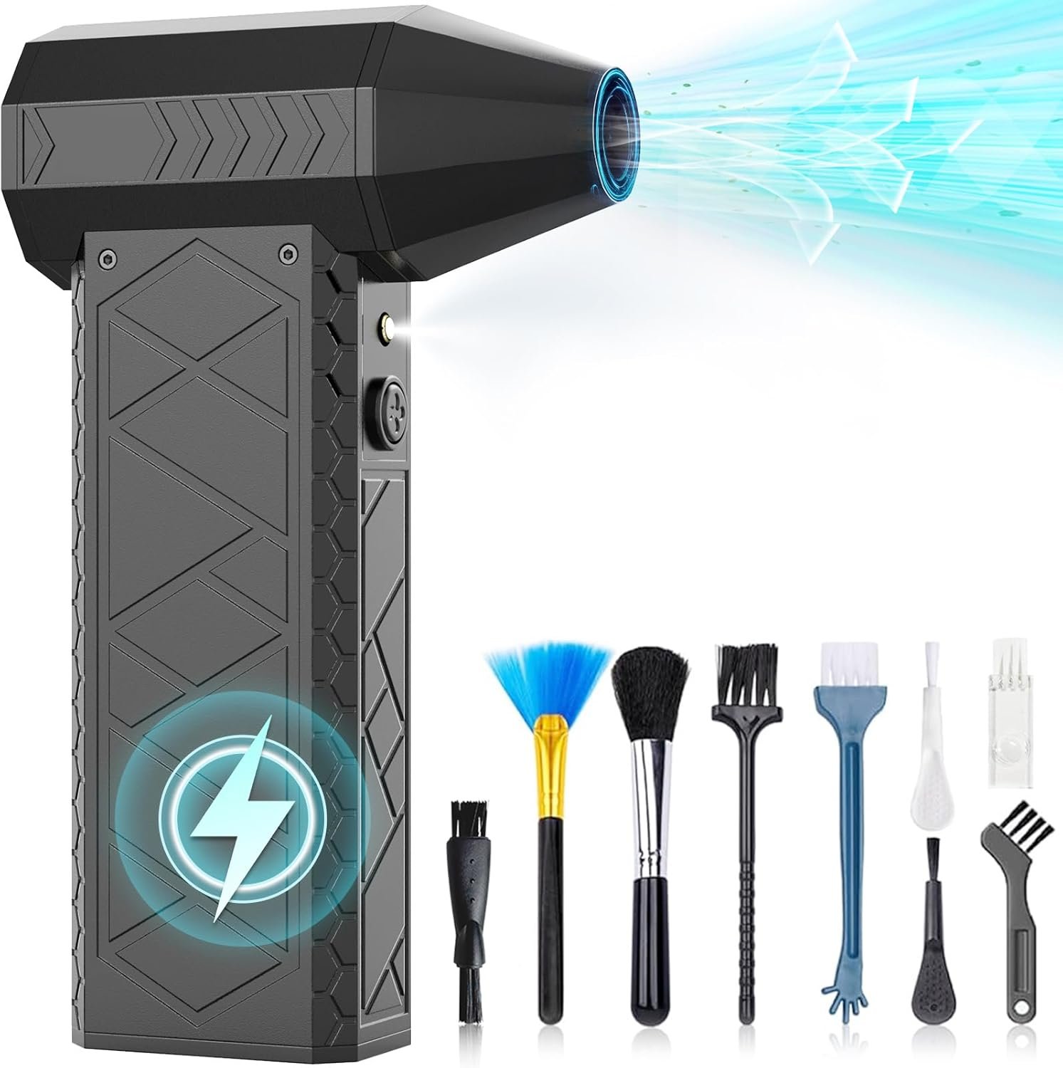 DEGGE Compressed Air Duster 10000mAh, 180000RPM Electric Air Duster with Display Screen & Light, 4 Gear Adjustable Cordless Turbo Car Dryer Jet Air Blower for Keyboard,Computer,Car,Home - Image 2