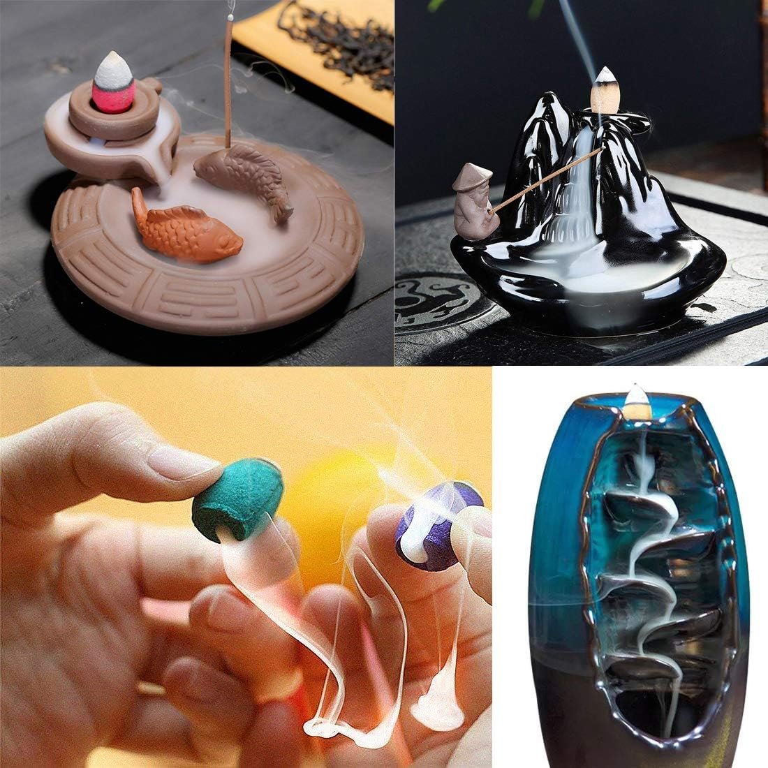 120 PCS Backflow Waterfal Incense Cones, 8 Mixed Natural Scents India Incense Osmanthus Jasmine Tulip Lavender Sandalwood Rose Incense Cone for Backflow Incense Burner Holders (120 Incense/Bag) - Image 3