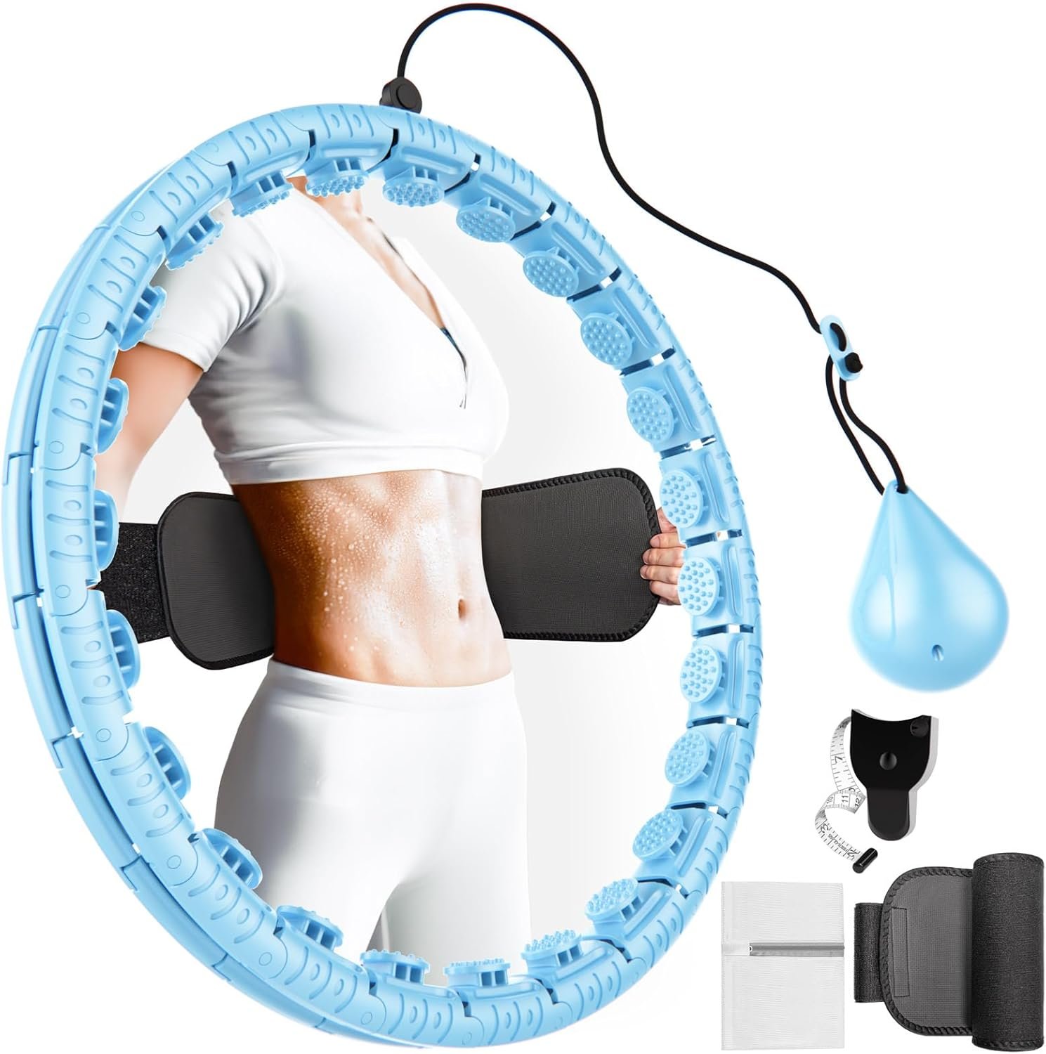Weighted Hula Hoop for Adults Weight Loss,Infinity Weighted Hoop Plus Size with Sweat Belt,Waist Trainers for Women,Exercise Hula Hoop Womens Weight Loss At Home - Image 2