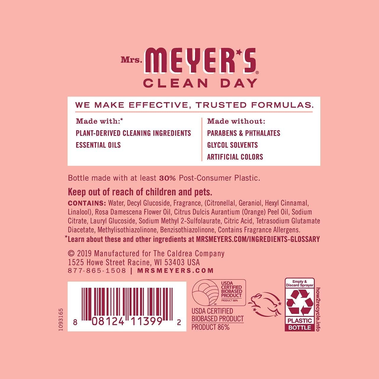 Mrs. Meyer’s Rose Scent Kitchen Basics Set, 3 ct: Dish Soap, Hand Soap, Multi-Surface Everyday Cleaner - Image 8