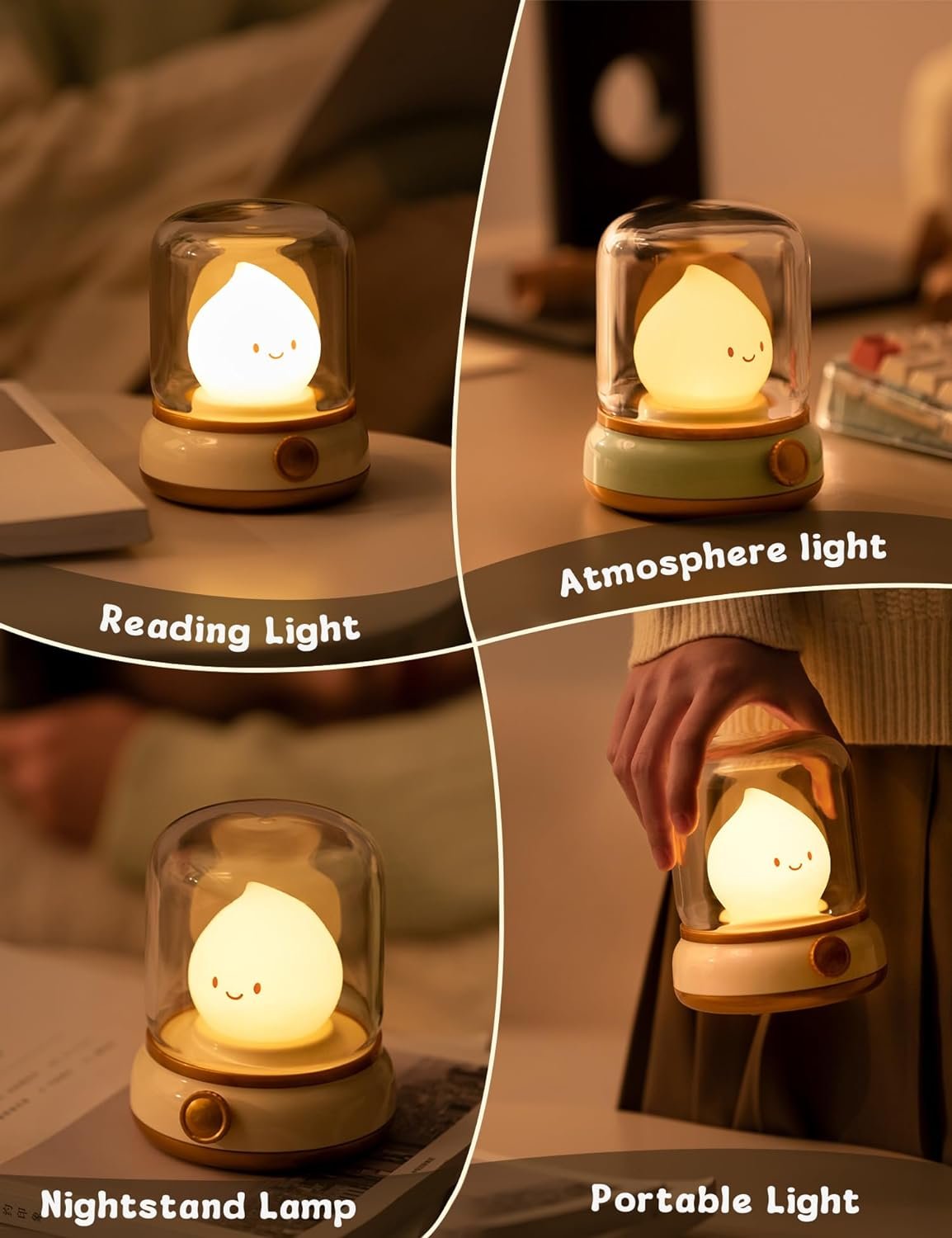 Flameless Candles Lamp, Led Candles,Candle Warmer Lamp, Cute Kerosene Lamp,Silicone Flame Amber Light,Adjustable Dimmable Rechargeable Night Light for Kids,Girls,Teenager Kids Bedroom - Image 7