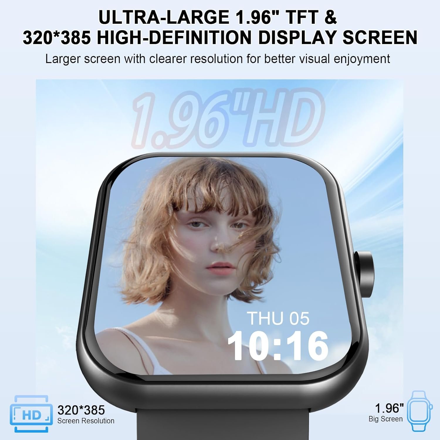 Smart Watch (Answer/Make Calls), 1.96" HD Screen SmartWatch for Men Women 113+ Sport Modes, Fitness Activity Tracker Heart Rate/Sleep Monitor/Pedometer, IP68 Waterproof, Smart Watches for Android iOS - Image 4