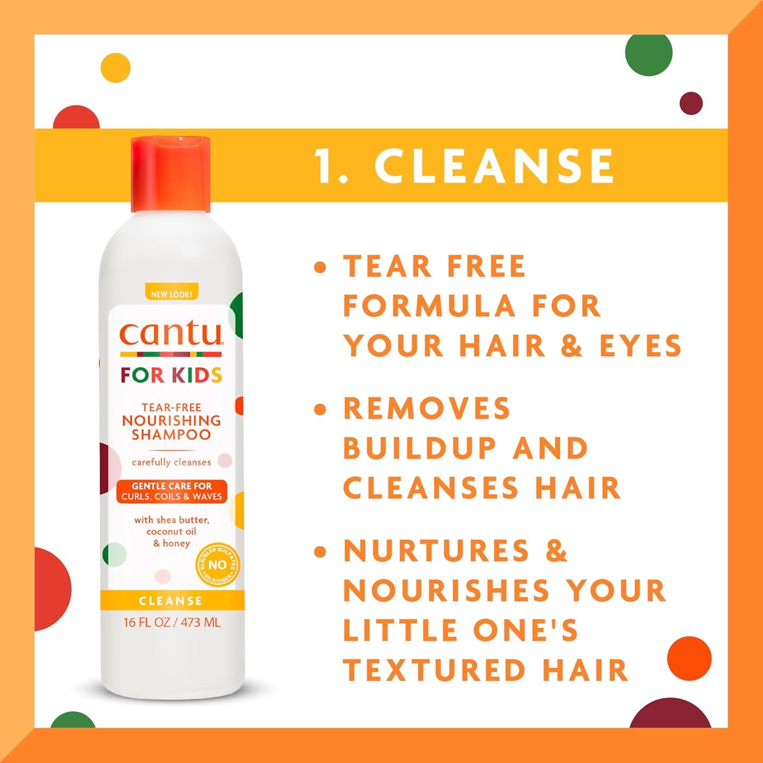Cantu Care for Kids Haircare Regimen Set with Large Size Shampoo + Conditioner + Detangler + Leave-In Conditioner (Pack of 4) - Image 4