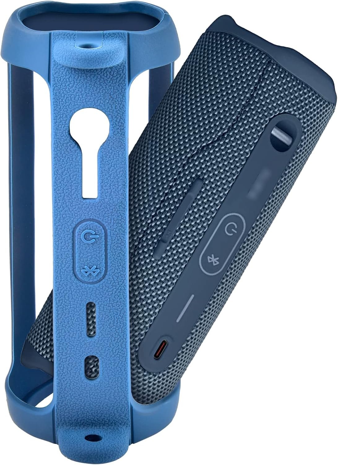 Silicone Case for JBL FLIP 6 Waterproof Portable Bluetooth Speaker, Gel Soft Skin Rubber Cover, Travel Carrying Storage Bag Pouch with Shoulder Strap and Carabiner - Blue - Image 6