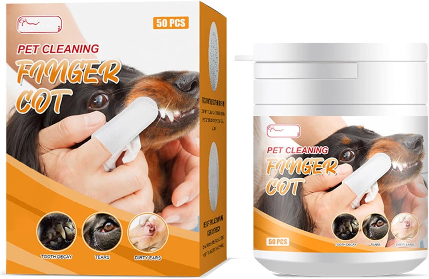 Pet Dental Fingers Wipes, Dog Teeth Cleaning Finger Cots,50 Wipes Oral Wipes Pads for Dogs and Cats - Optimize Oral Health Reduces Plaque, Freshens Breath - Image 2