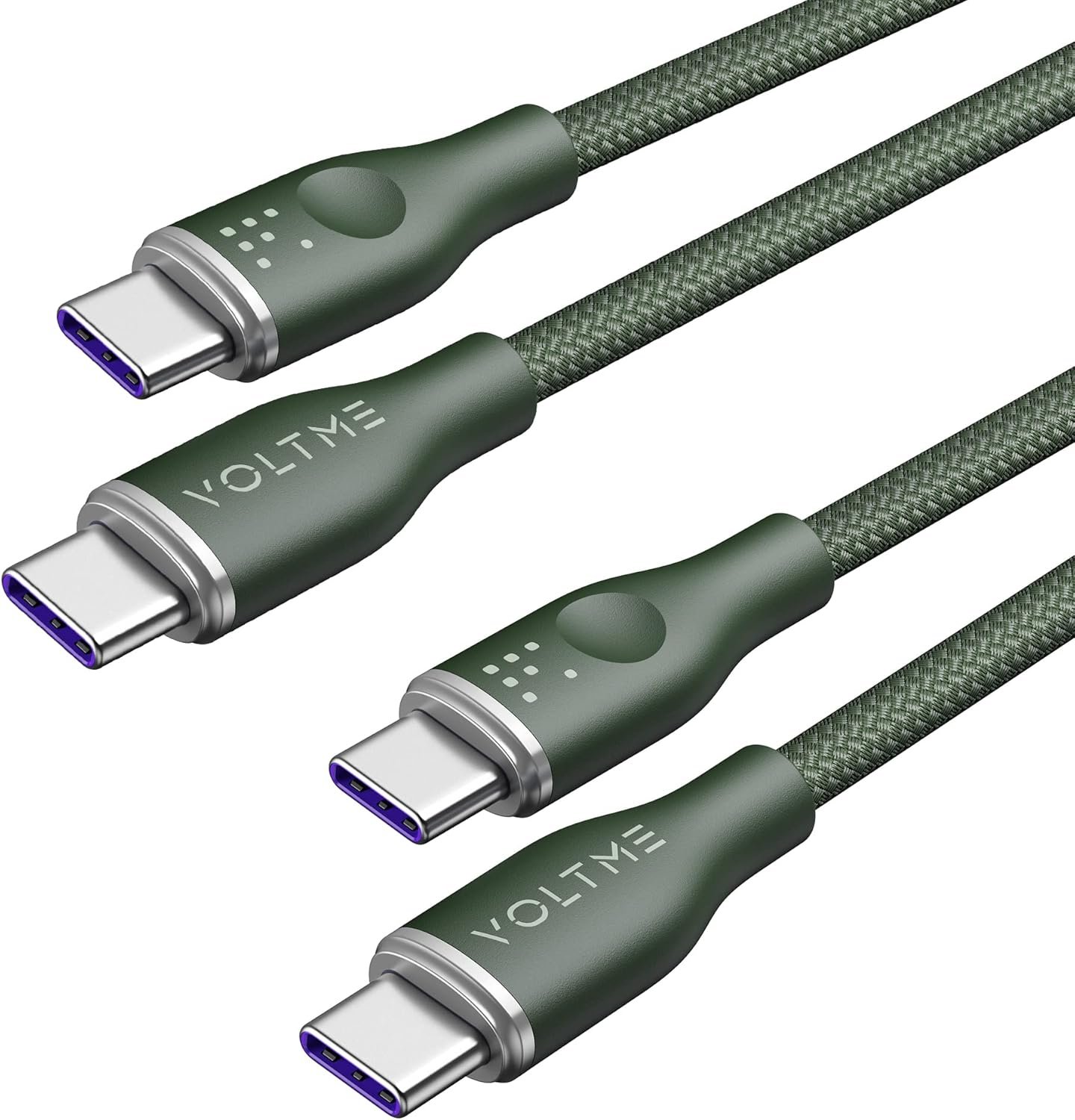 VOLTME USB C Cable (3.3ft 100W, 2-Pack), Premium Nylon USB C to USB C Cable 2.0, Type C Charging Cable Fast Charge for MacBook Pro 2020, iPad Pro 2021, Galaxy S22, Pixel, Switch and More-Green - Image 2