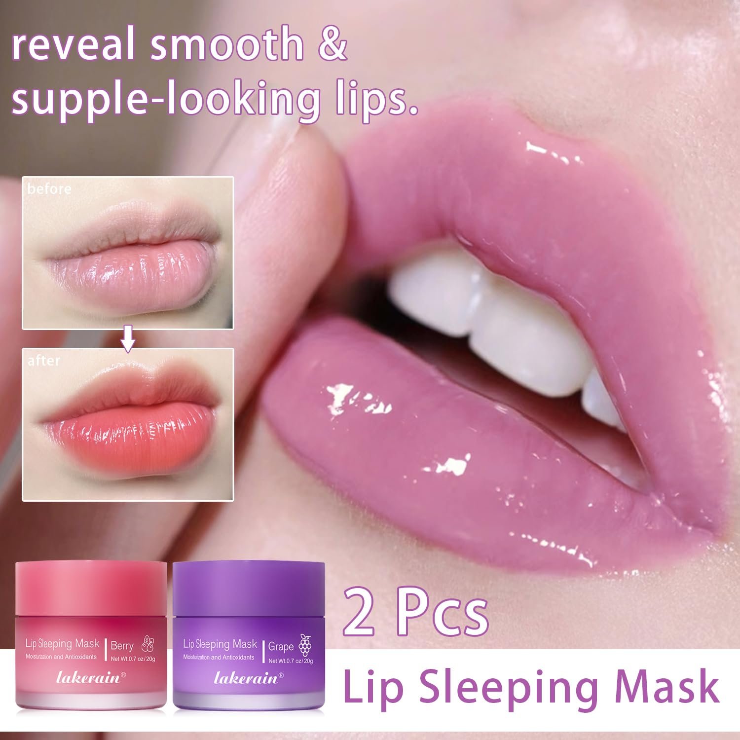 Lip Mask Overnight, Lip Sleeping Mask, lip Mask With Vitamin C, Antioxidants, Improves Dryness, Hydrating &Prevention Dry and Crack Lip Scrubs Exfoliator (berry&grape) - Image 4