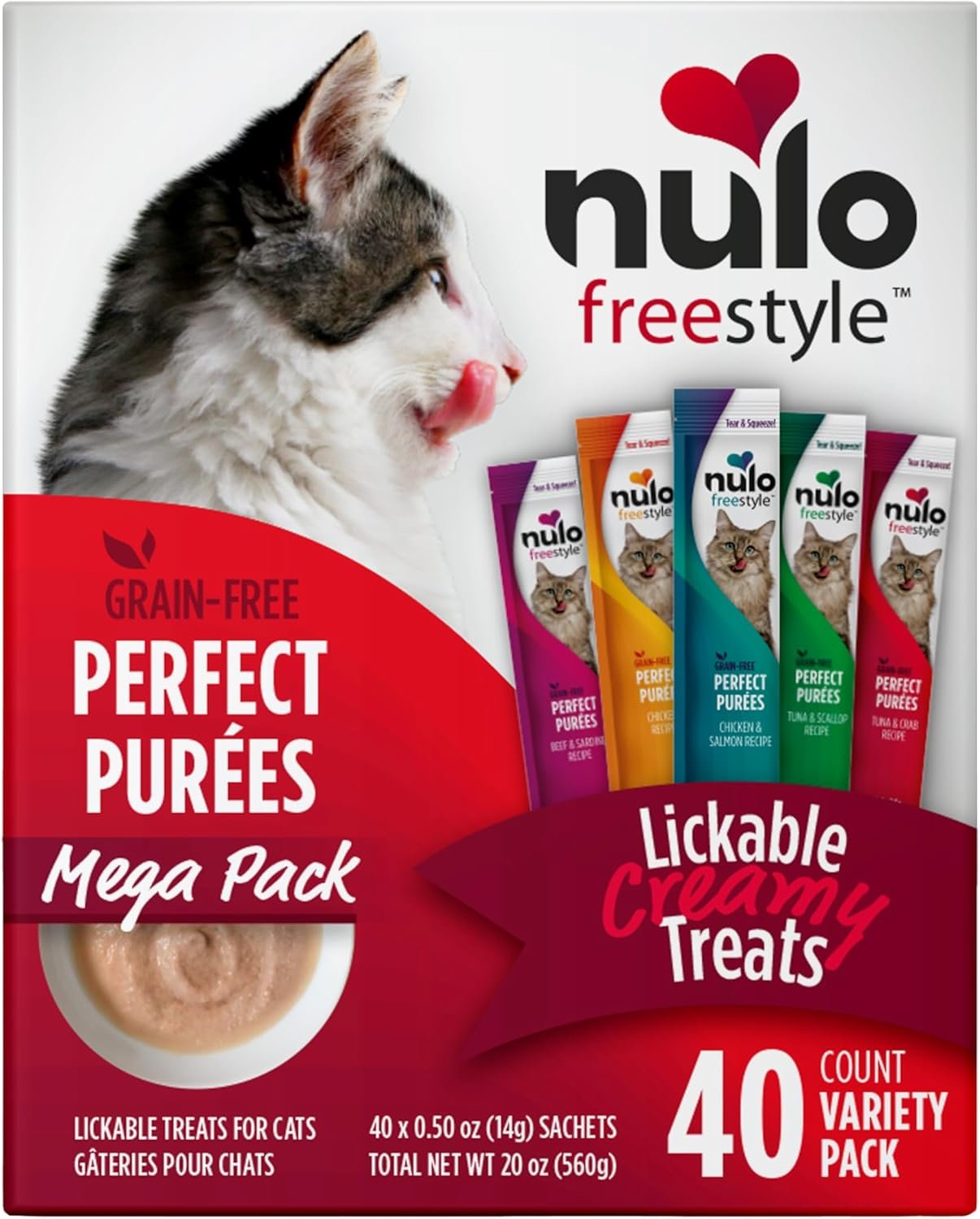 Nulo Freestyle Grain-Free Perfect Purees Premium Wet Cat Treats, Squeezable Meal Topper for Felines, High Moisture Content to Support Cat Hydration, 0.5 Ounce, 40-Count Variety Pack - Image 3