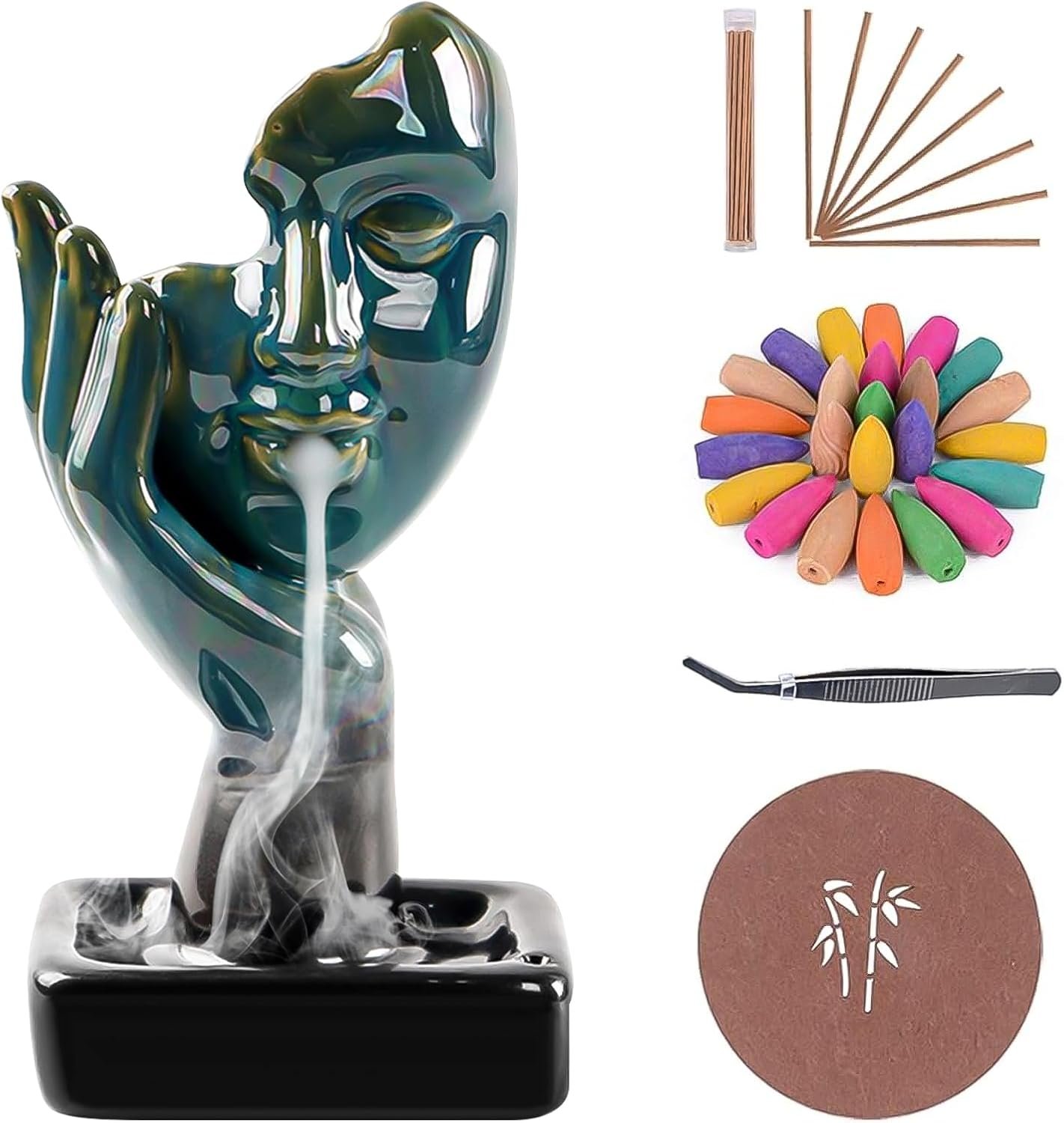 Waterfall Incense Burner, Backflow Incense Burner with 20 Backflow Incense Cones + 30 Incense Stick, Aromatherapy Ornament, Home Decor - Image 2