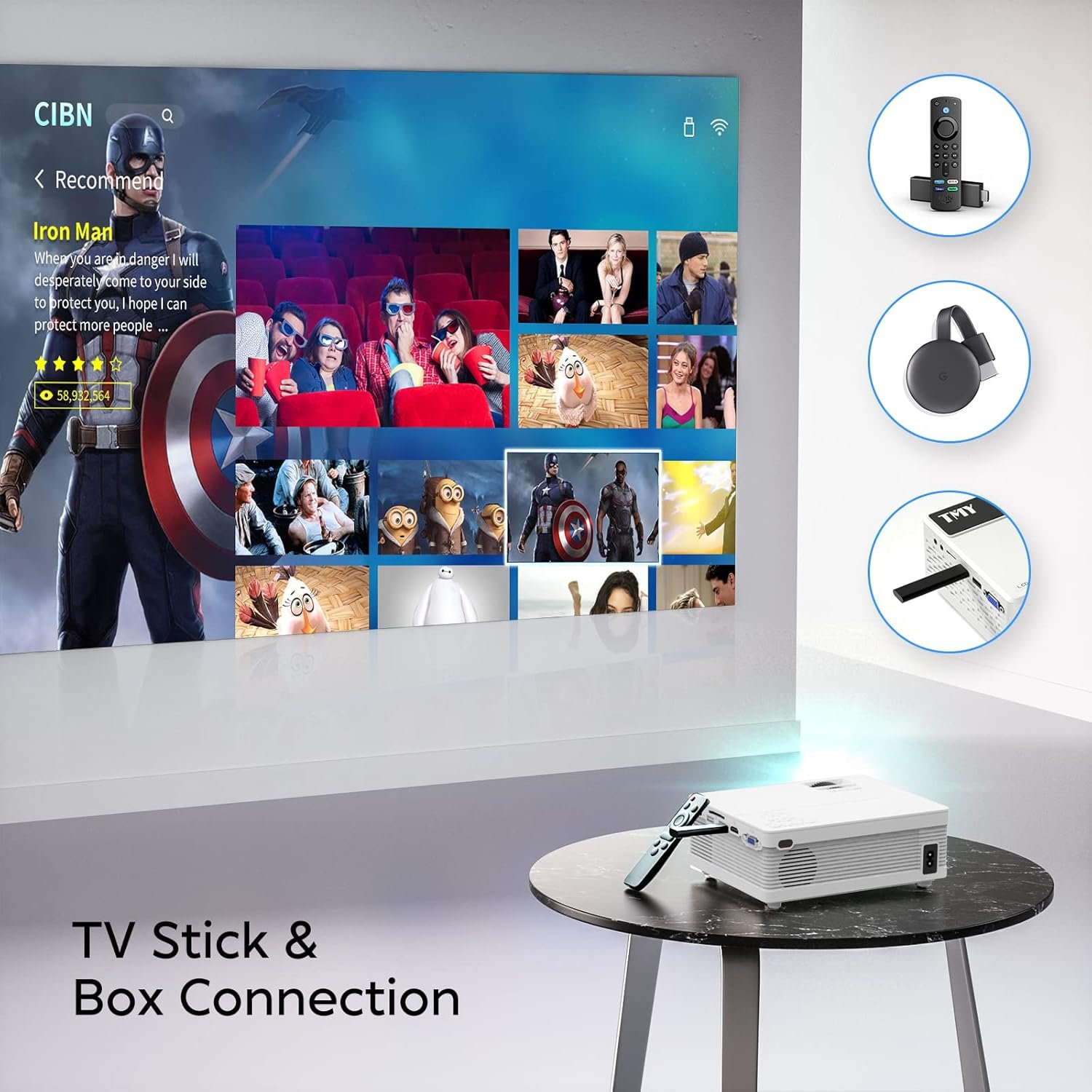 Mini Projector, Latest Upgraded Home Projector Full HD 1080P and 200" Display Supported, Compatible W/ TV Stick, Smartphone, HDMI, AV, SD - Image 7