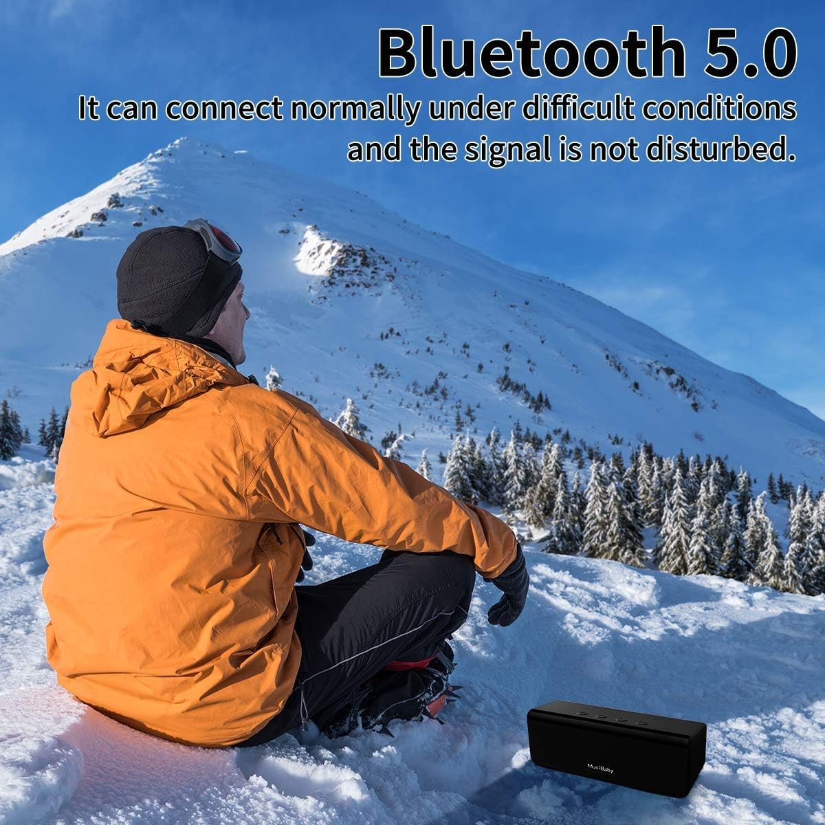 Bluetooth Speaker,MusiBaby Speaker,Speakers Bluetooth Wireless,Outdoor,Waterproof,Portable Speaker,Booming Bass,Stereo,Dual Pairing,24H Play,Bluetooth Speakers Wireless for Home,Hiking,Travel-Black - Image 9