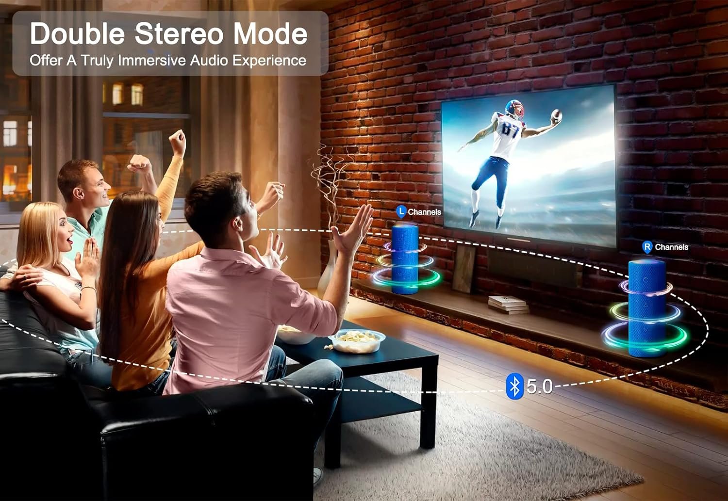 Bluetooth Speaker IPX7 Waterproof, Loud 30W HD Sound Wireless Speakers RGB LED Shower Speaker, Dual Pairing 24H Playtime Wireless Stereo Travel Speakers for Home Outdoor Kayak Beach (Blue) - Image 6