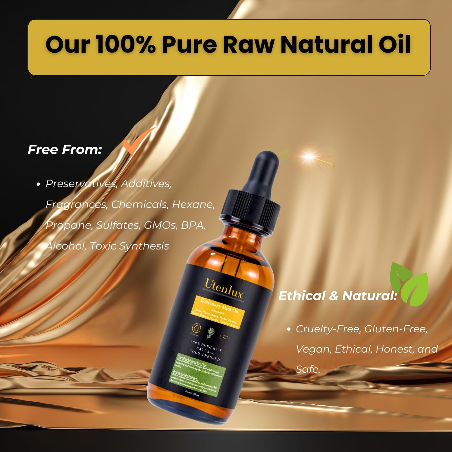 Rosemary Oil for Hair Growth, Organic Hair Growth Rosemary Oil, Cold Pressed, Infused with Mint, Biotin, Argan, Jojoba, Tea Tree, Rosehip, Marula Oils & Vitamin E, 2 oz - Image 7