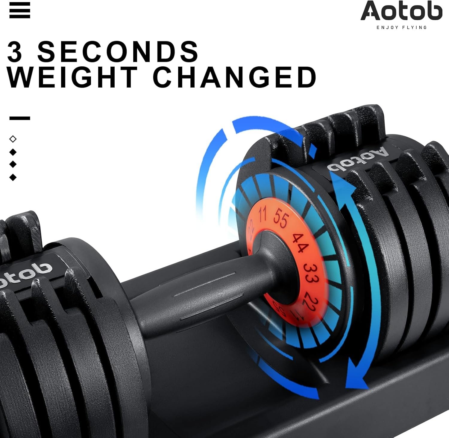 AOTOB 25/55 lbs (Pair) Adjustable Dumbbell Set, Dumbbells Adjustable Weight with Anti-Slip Fast Adjust Turning Handle, Dumbbell Sets Adjustable for Men and Women, Dumbbells Pair for Home Gym Exercise - Image 3