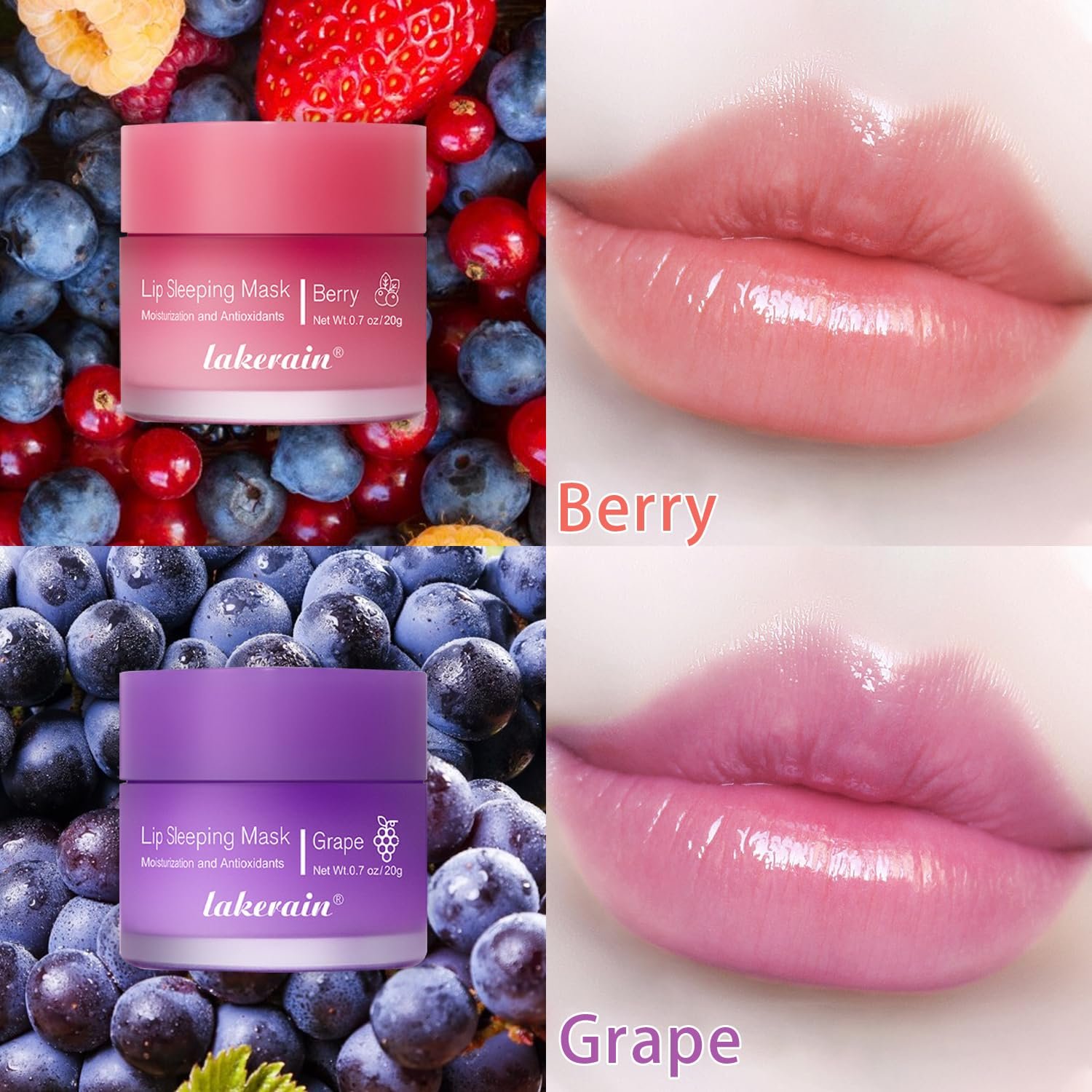 Lip Mask Overnight, Lip Sleeping Mask, lip Mask With Vitamin C, Antioxidants, Improves Dryness, Hydrating &Prevention Dry and Crack Lip Scrubs Exfoliator (berry&grape) - Image 3