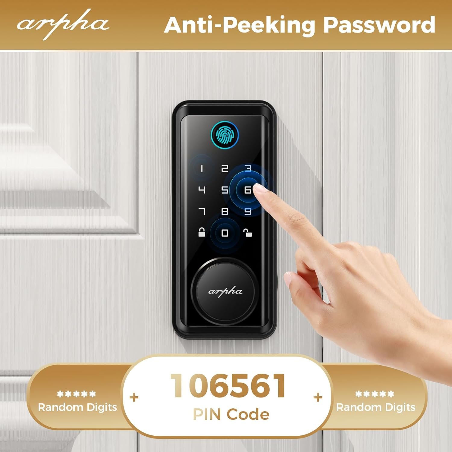 Fingerprint Door Lock • Keyless Entry Door Lock Deadbolt • Multiple Entry Methods – APP • Fingerprint Touch ID • Keypad Code • Traditional Key • Auto-Lock • IP54 Waterproof • Easy to Install, Black - Image 6