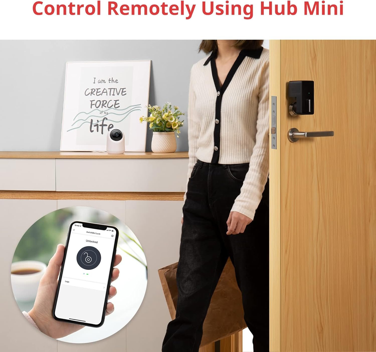 SwitchBot Smart Lock, Bluetooth Electronic Deadbolt, Keyless Entry Door Lock for Front Door, Compatible with WiFi Bridge (Sold Separately), Fits Your Existing Deadbolt,for Airbnbs Vacation Rentals - Image 5