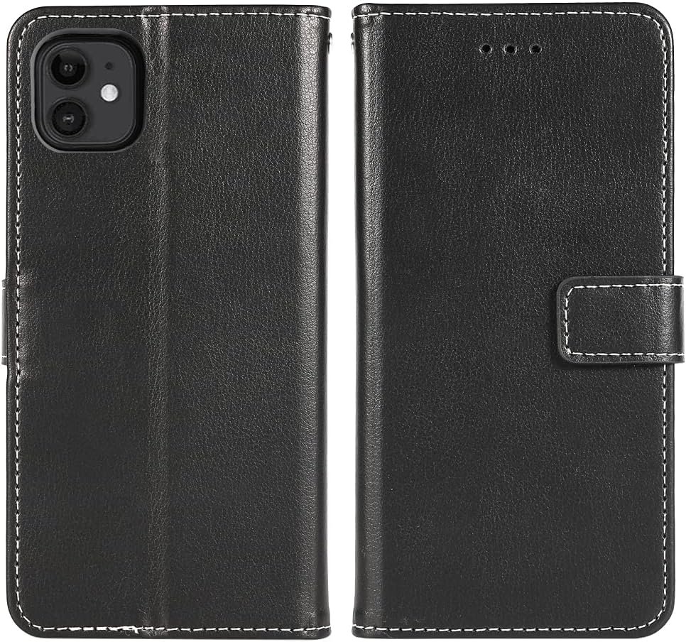 Compatible with iPhone 11 6.1 Wallet Case and Wrist Strap Lanyard Leather Flip Cover Card Holder Stand Cell Accessories Phone Cases for iphone11case iPhone11 i Phone11 XI 11R Women Men Black - Image 9