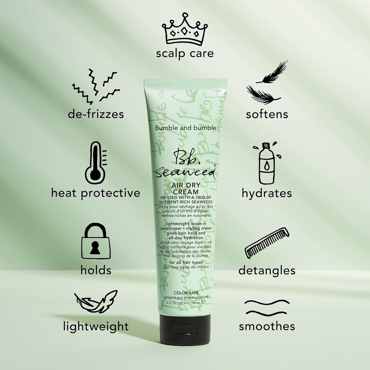 Bumble and bumble. Seaweed Nourishing Air Dry Styling Cream | Leave-In Conditioner | Hydrating, Anti Frizz, Soft Hold, Color Safe | Curly, Wavy, Straight, 5 Fl Oz - Image 5