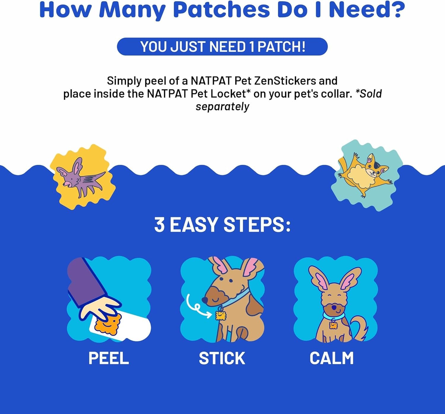 NATPAT Pet Zen Calming Patches for Dogs & Cats – Non-Medicated Effective Stress Relief for Travel, Fireworks & Separation Anxiety - Long Lasting & Non-Toxic (28 Patches) - Locket Sold separetely - Image 8