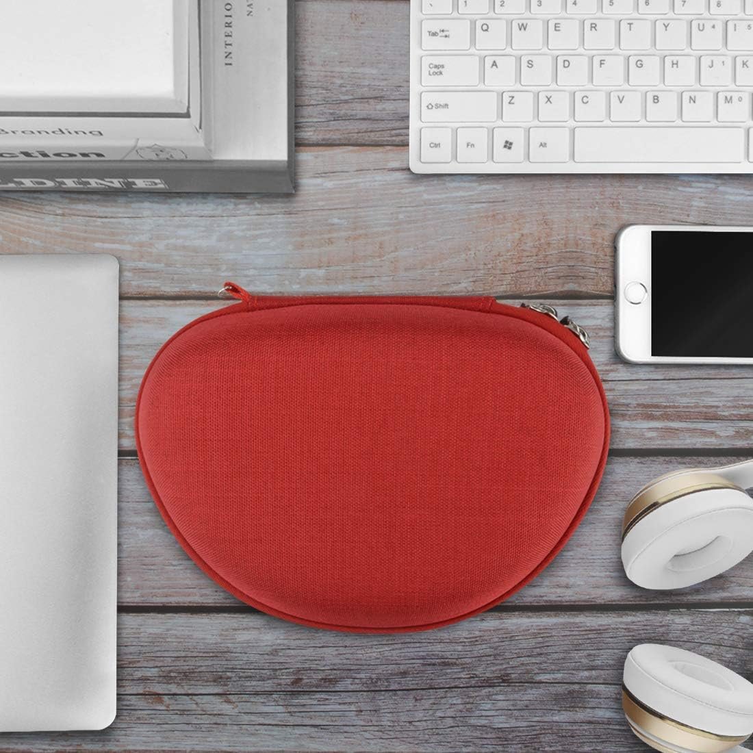 Geekria Shield Headphones Case Compatible with Beats Solo 4, Solo 3, Solo 2, Solo Pro Wireless, Solo HD Case, Replacement Hard Shell Travel Carrying Bag with Cable Storage (Red) - Image 7