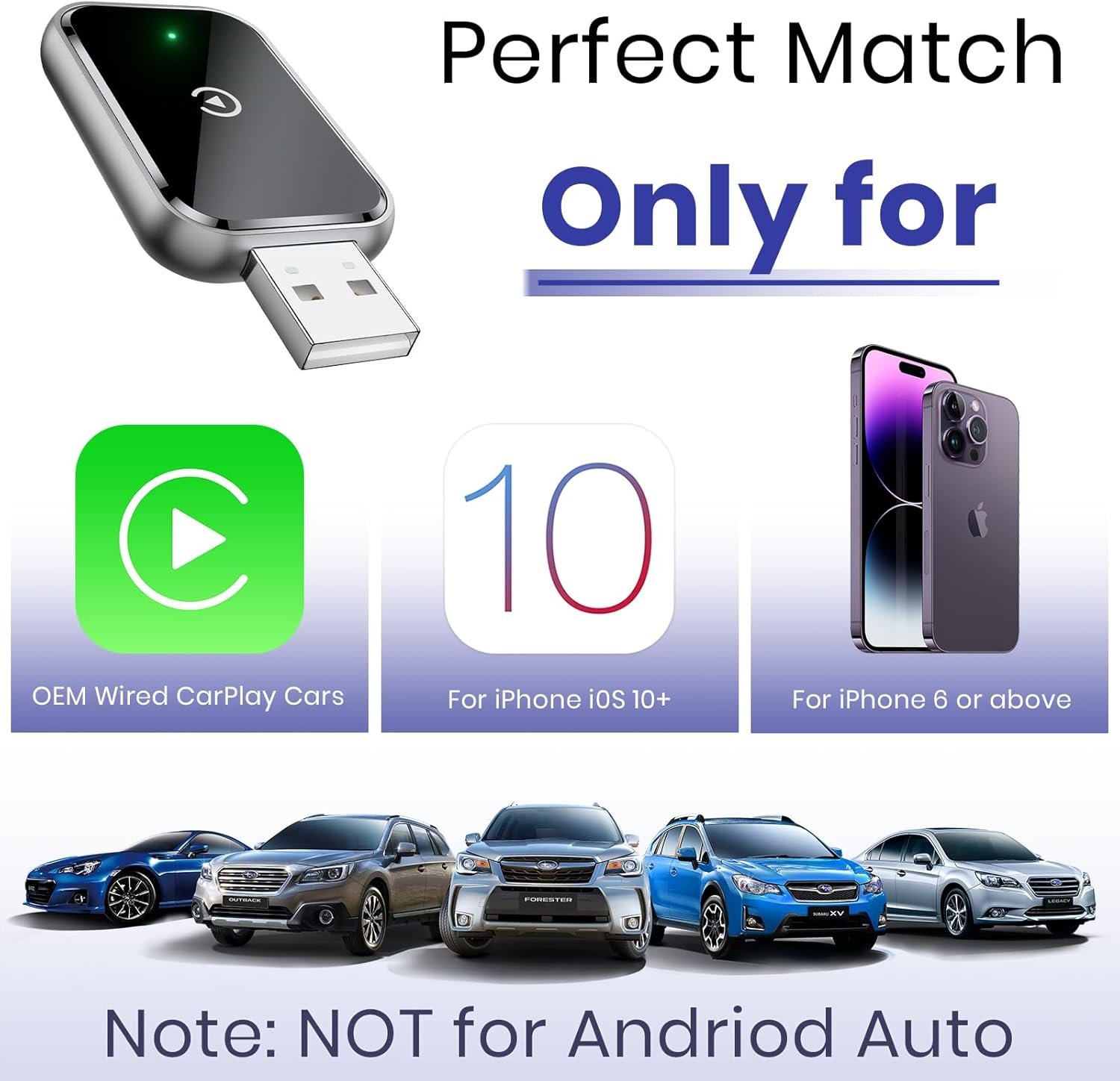 Wireless CarPlay Adapter for iPhone, Convert Wired to Wireless Apple CarPlay Adapter, Mini Size with Extension Cable USB & USB-C/Type-C, Stable Control & No Delay, Black - Image 9