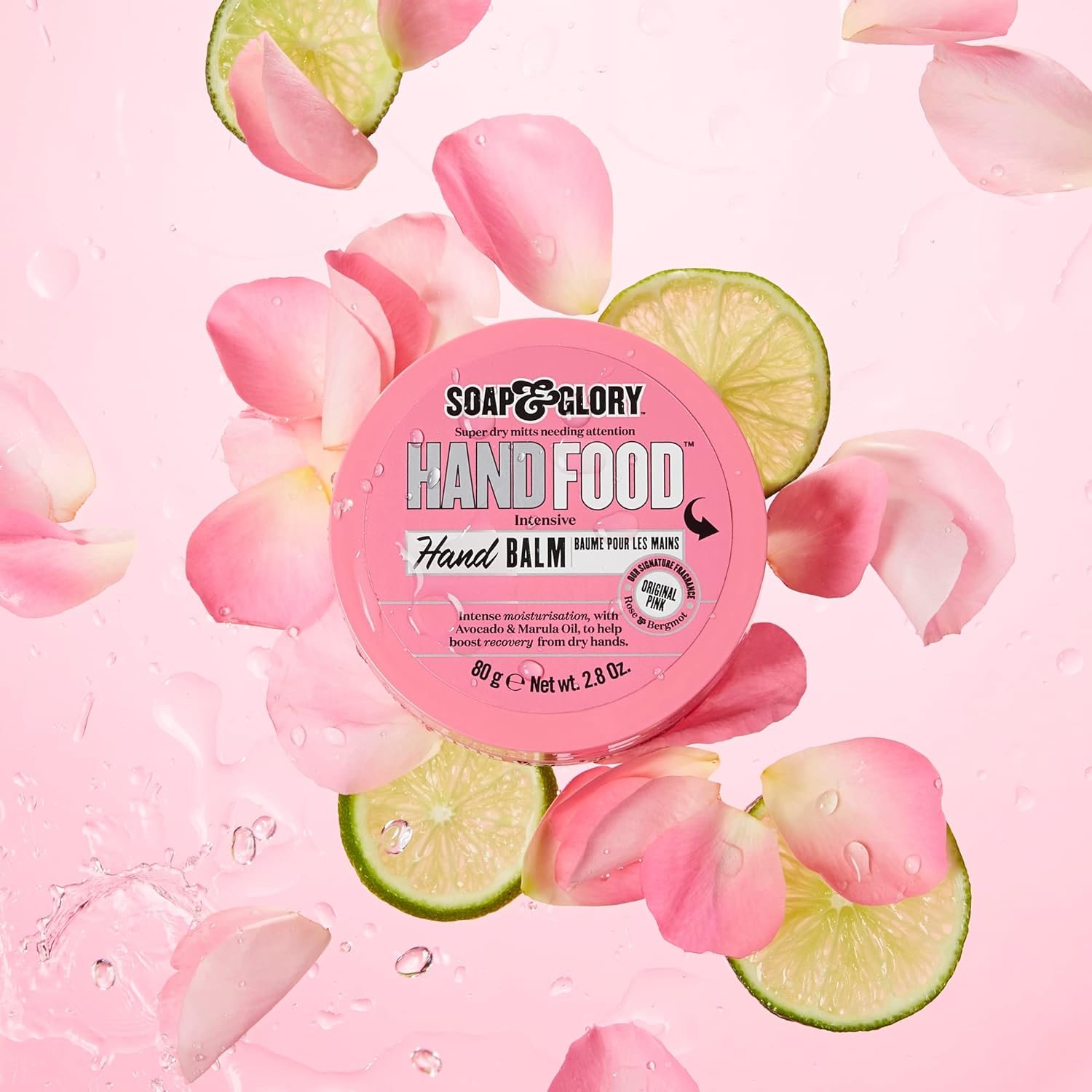 Soap & Glory Original Pink Hand Food Intensive Hand Balm - Avocado + Marula Oil Hydrating Cuticle & Hand Moisturizer - Rose & Bergamot Scented Hand Cream for Dry Hands (80g) - Image 6