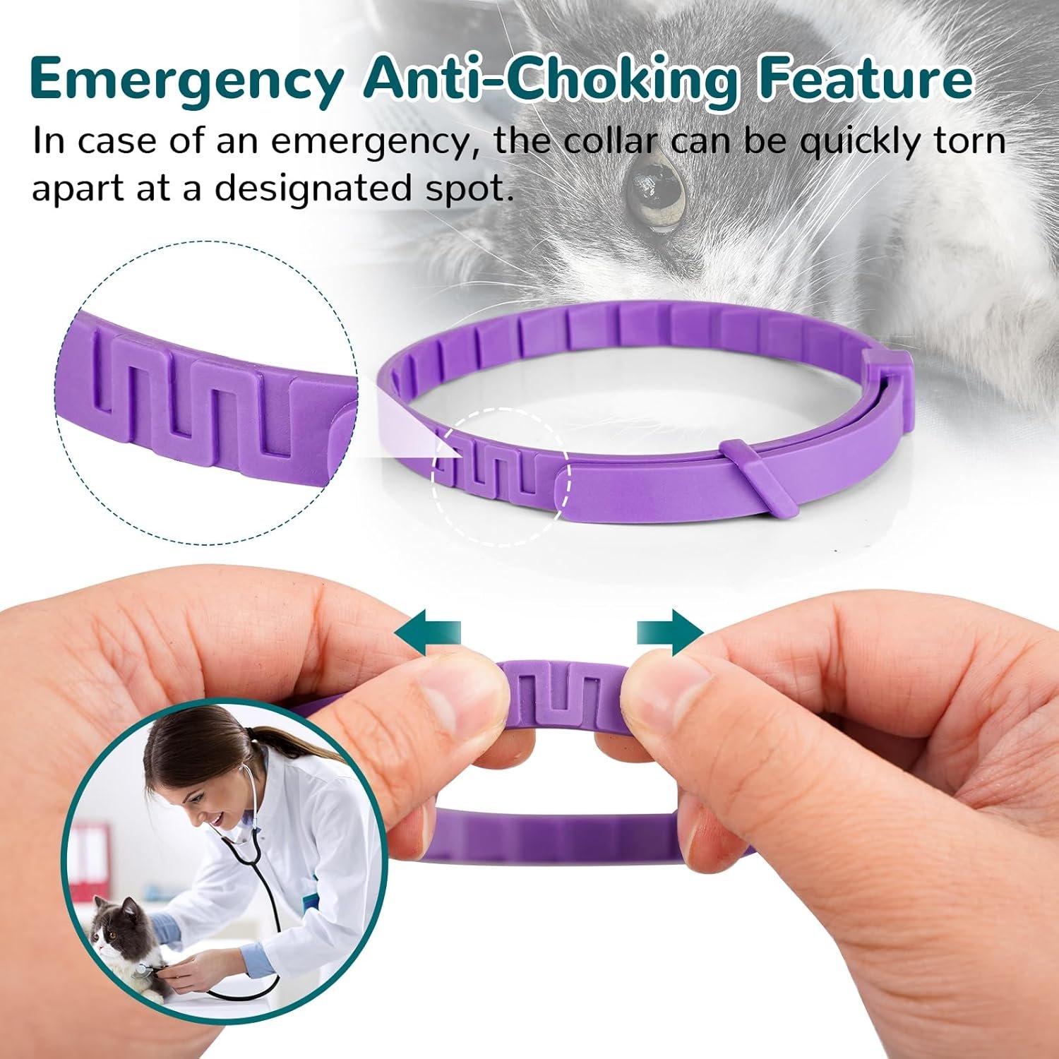 Calming Collar for Cats, Pheromone Collar for Cat Anxiety Relief, 60 Days Adjustable Waterproof TPE, Cat Calming Collars Helps Calm During Loud Noises and Separation (Grey, 1 Pack) - Image 7