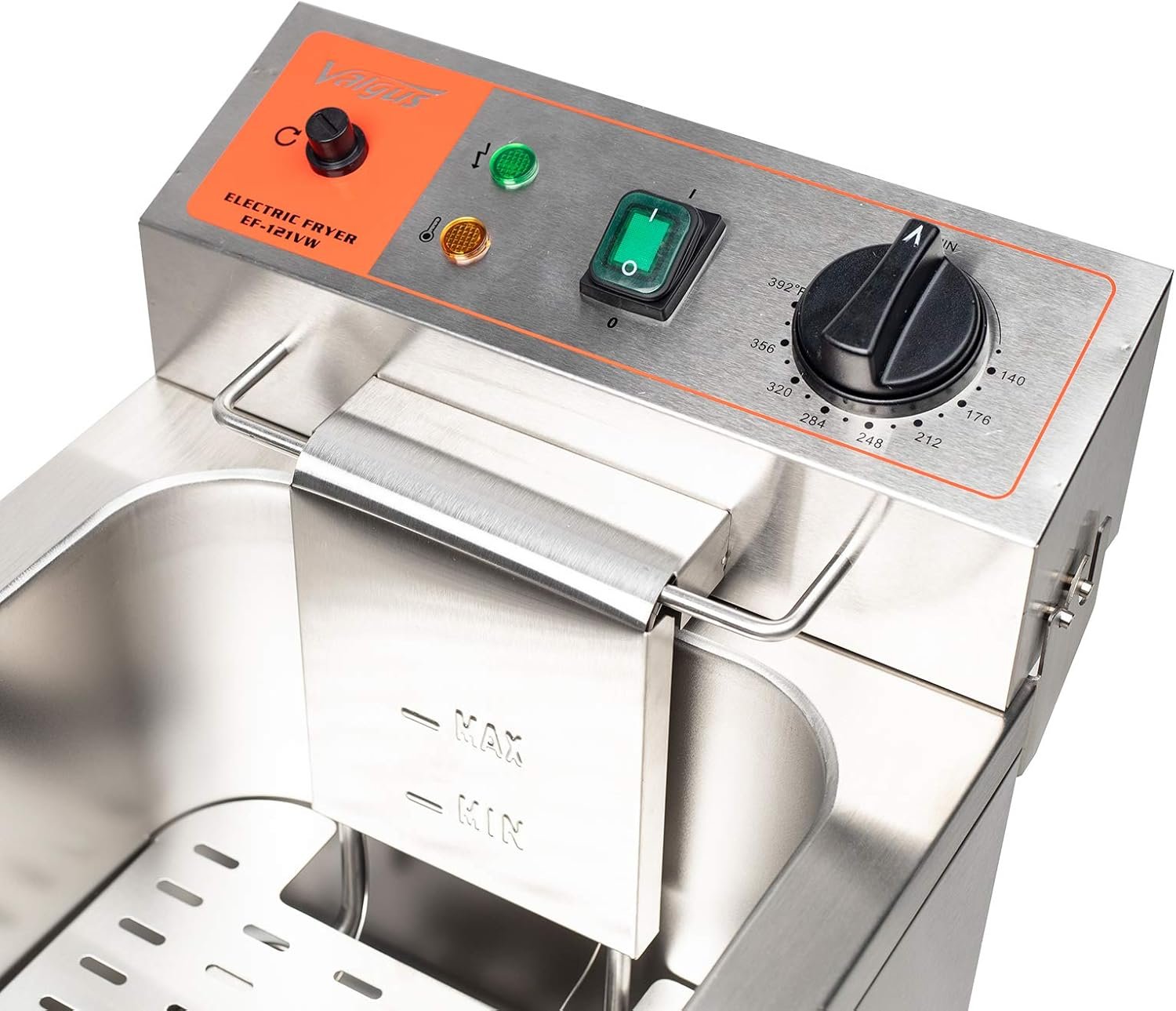 Valgus 1750W Stainless Steel Electric Deep Fryer 12L Large Capacity Countertop Kitchen Frying Machine with Basket & Lid, Drain System - Image 6
