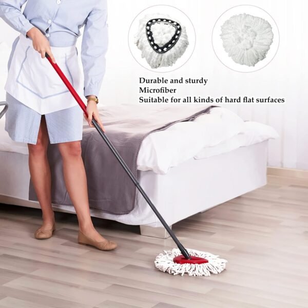 Mop Replacement Heads, 4 Pack Microfiber Spin Mop Refills Replace Head, Easy Cleaning Mop Refills for 1 Tank System Floor Cleaning (Includes 1 Mop Base) - Image 3