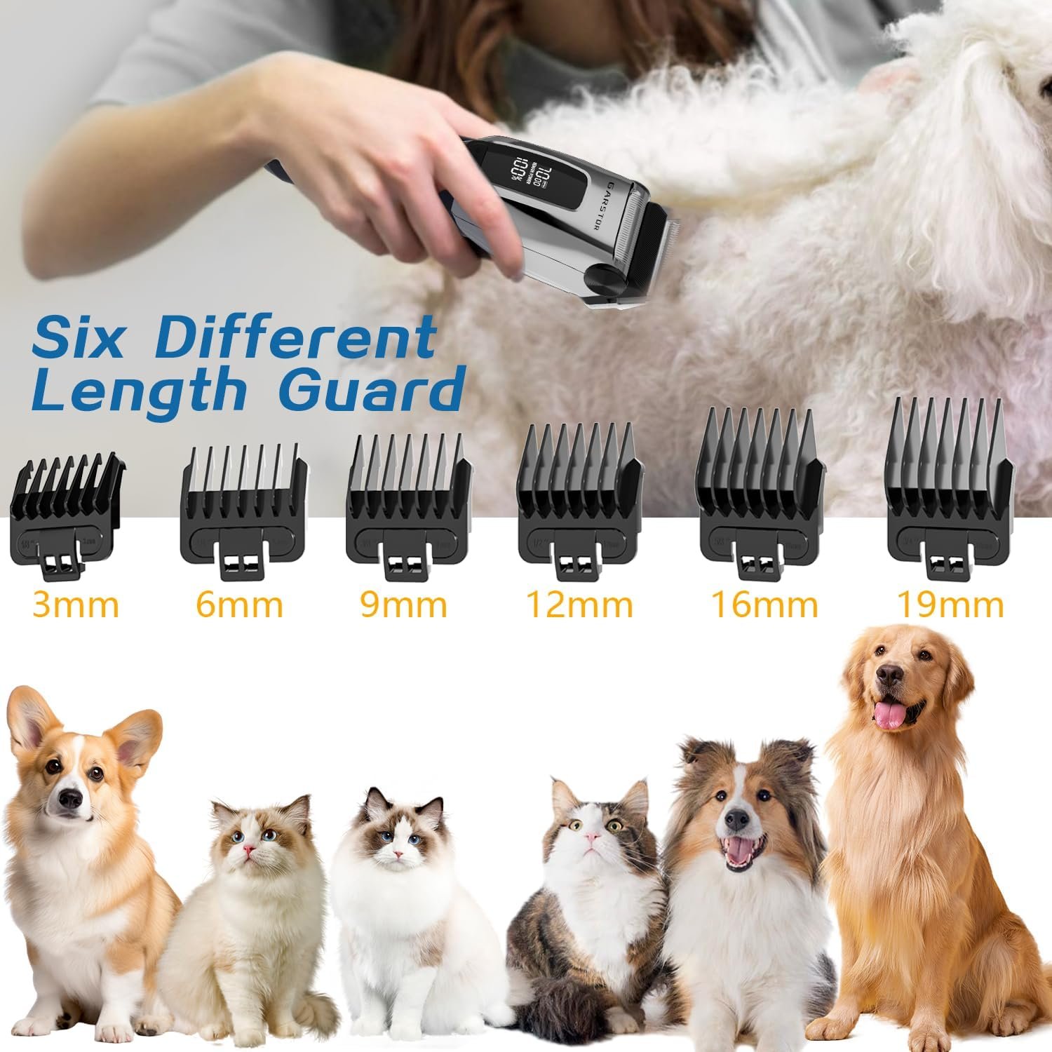 Dog Grooming Clippers Kit Professional for Thick Hair Coats,Low Noise Rechargeable Cordless Pet Shaver for Dogs Pets and Animals, Dog Trimmer for Grooming, Dog Shaver-Silver - Image 3