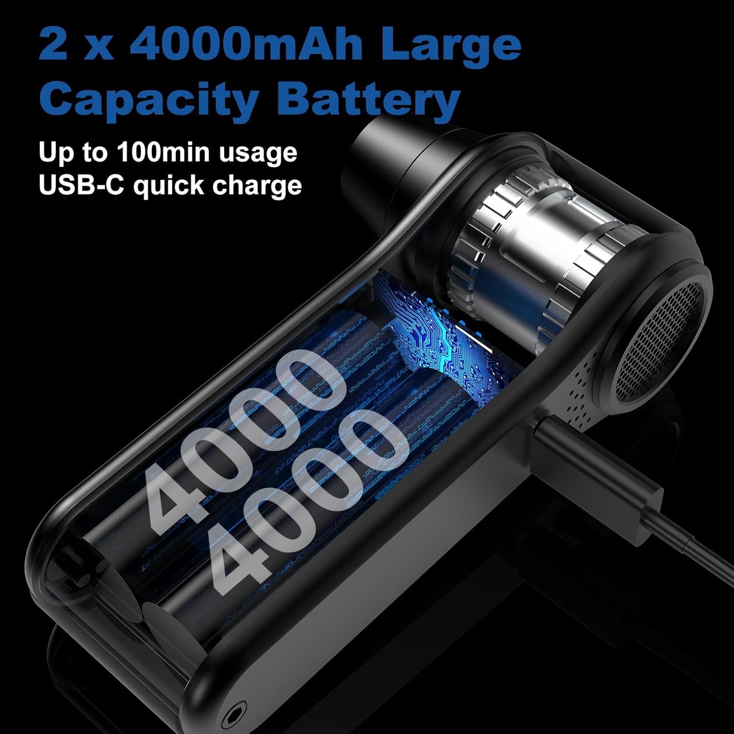 Cordless Alloy Electric Air Duster, 65m/s Wind Speed Super Power Turbo Fan, 4 Gear Adjustable Compressed Air Duster SCTF-001, Black - Image 4