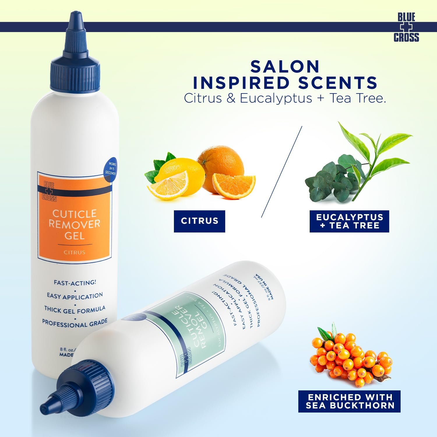 Blue Cross Hydrating, Moisturizing, Strengthening Cuticle Remover Liquid + Softener Gel in Citrus Scent for Brittle Nails, Hang Nails + Dry Cuticles, Made in USA, 8oz Gel+ 6oz Liquid Remover - Image 6