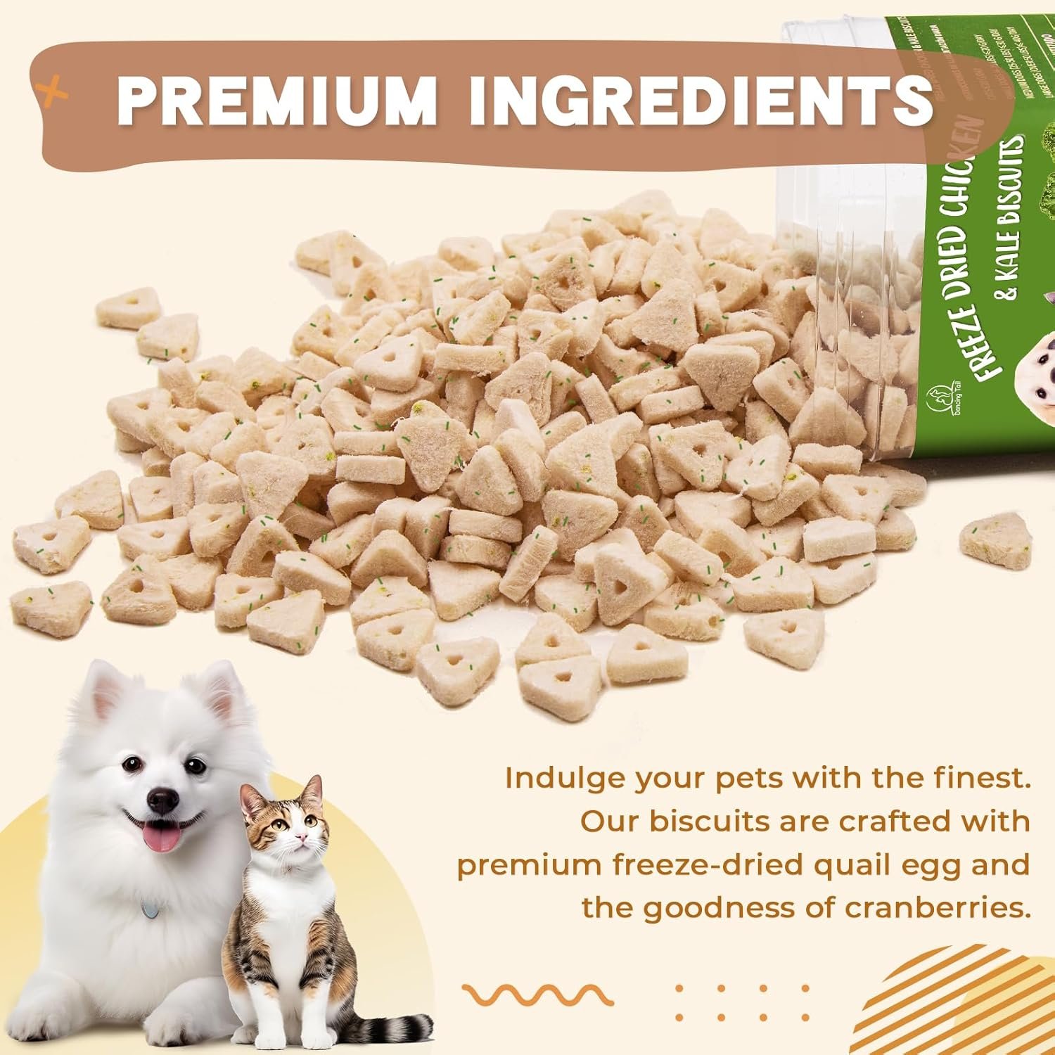 Freeze Dried Chicken & Kale Cube Cat & Dog Treats Biscuits, Dehydrated High Protein Weight Control Traing Treats for Small Dogs Cats 1.8 Ounce - Image 3