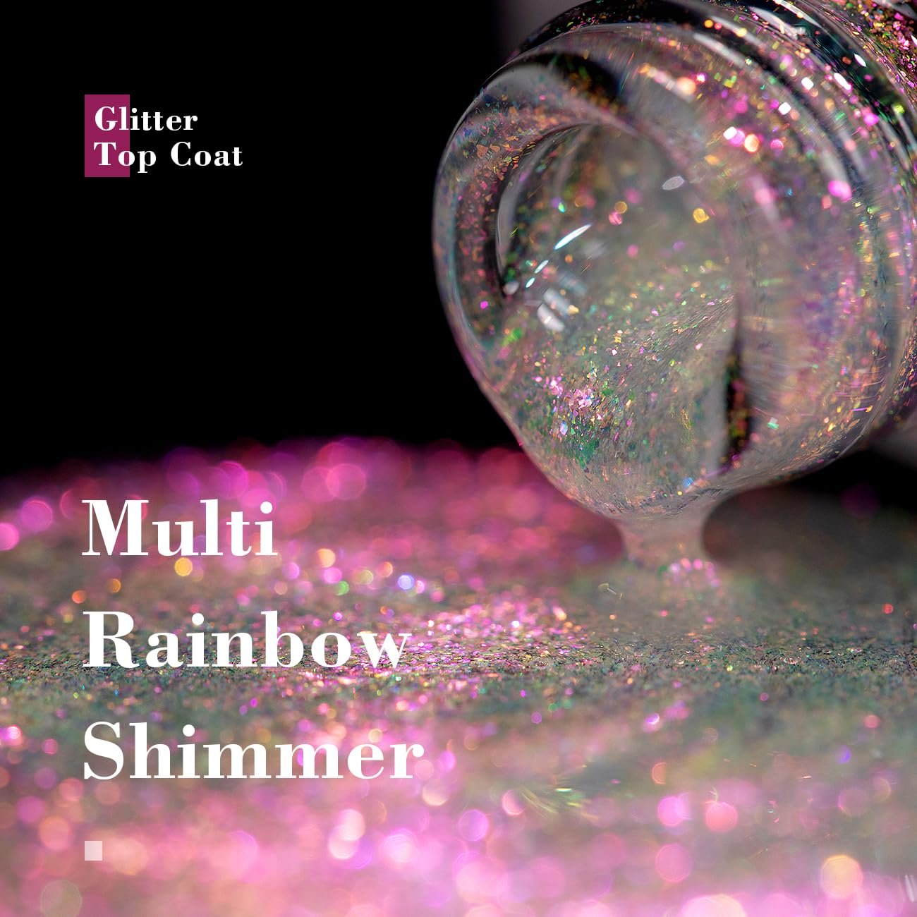 RARJSM Clear Glitter Top Coat Gel Nail Polish Red Purple Shell Iridescent Rainbow Shimmer Multichrome Colors Glossy No Wipe Mirror Shine Gel Polish Soak Off LED UV Curing Requires for Home Salon 15ml - Image 6