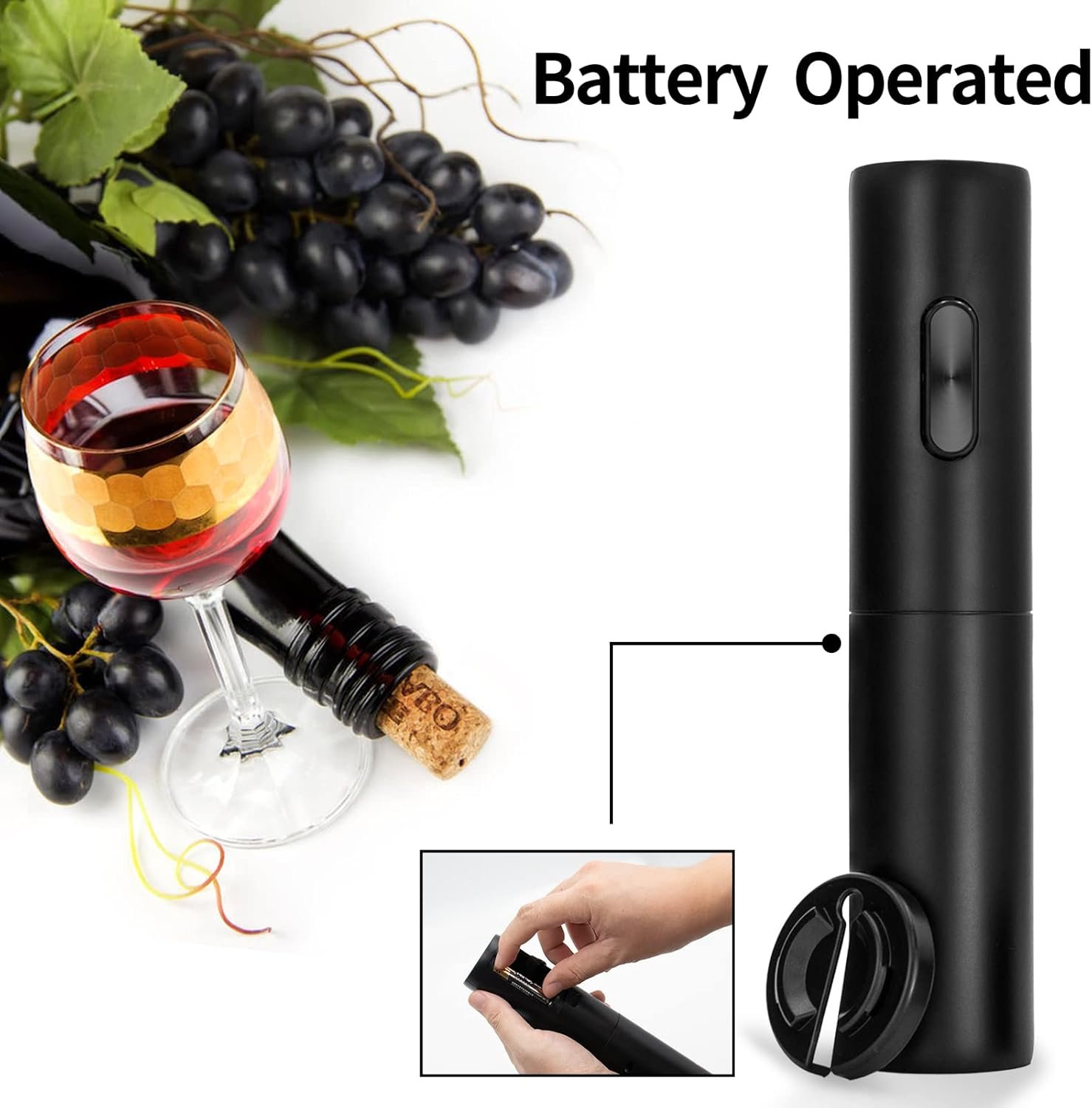 Electric Wine Opener Battery Operated Automatic Wine Bottle Opener with Wine Stopper & Foil Cutter for Wine Bottles, One-click Button Wine Corkscrew for Kitchen Bar Wine Lovers House Warming Gifts - Image 7
