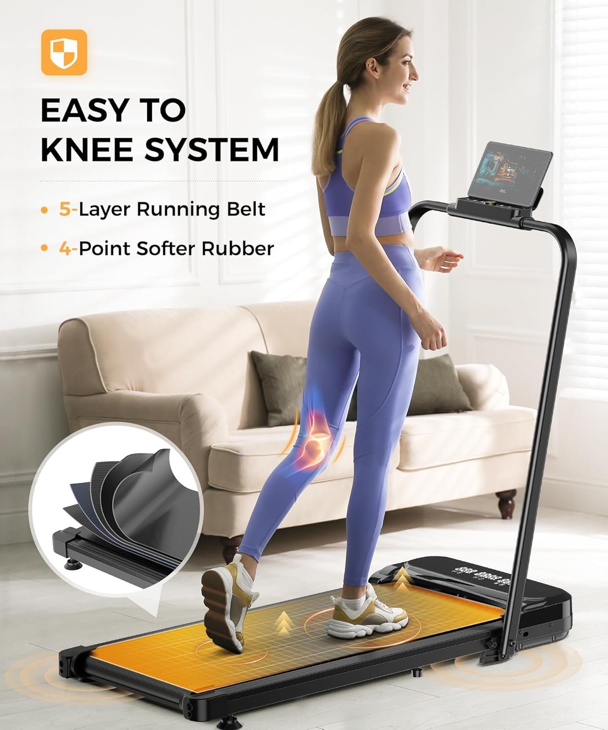 Walking Pad, Under Desk Treadmill, Walking Pad with Incline, 2 in 1 Treadmills for Home/Office, Compact Portable Foldable Treadmill, Installation-Free Low Noise, Safety Lock and LED Display - Image 6