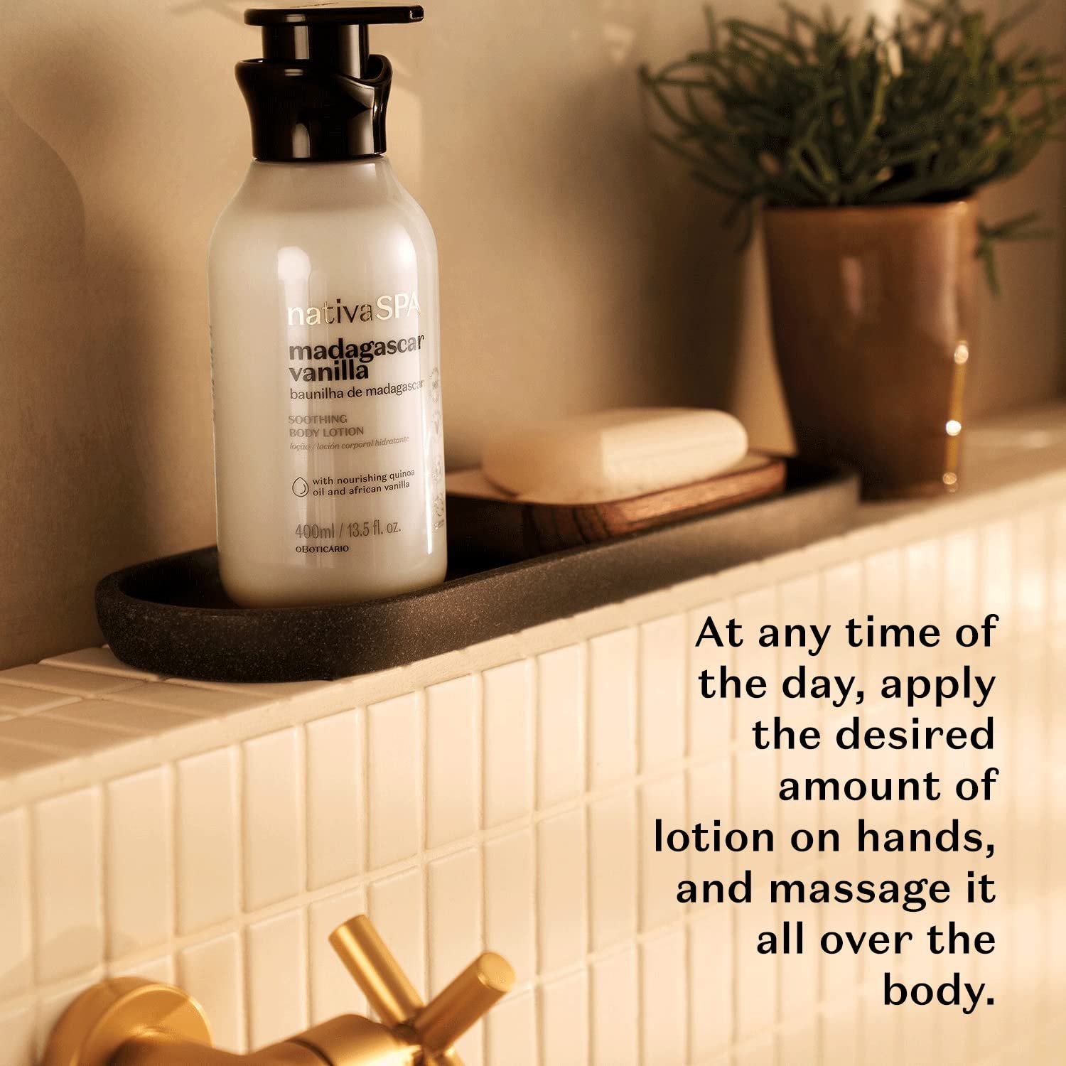 Nativa SPA by O Boticário, Madagascar Vanilla Moisturizing Body Lotion, Fragranced Skin Moisturizer with Purified Quinoa Drops, 13.5 Ounce - Image 5