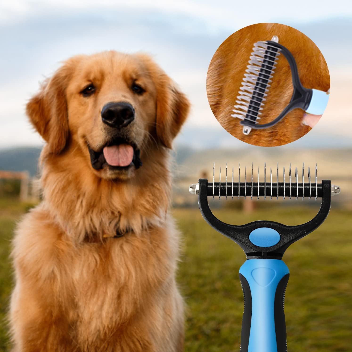 TAN.G Pet Deshedding Brush,2 Sided Undercoat Rake for Dogs & Cats,Dog Grooming Rakes Tools for Mats & Tangles Removing,Effectively Reduces Shedding by up to 95% for Short Medium and Long Pet Hair - Image 9