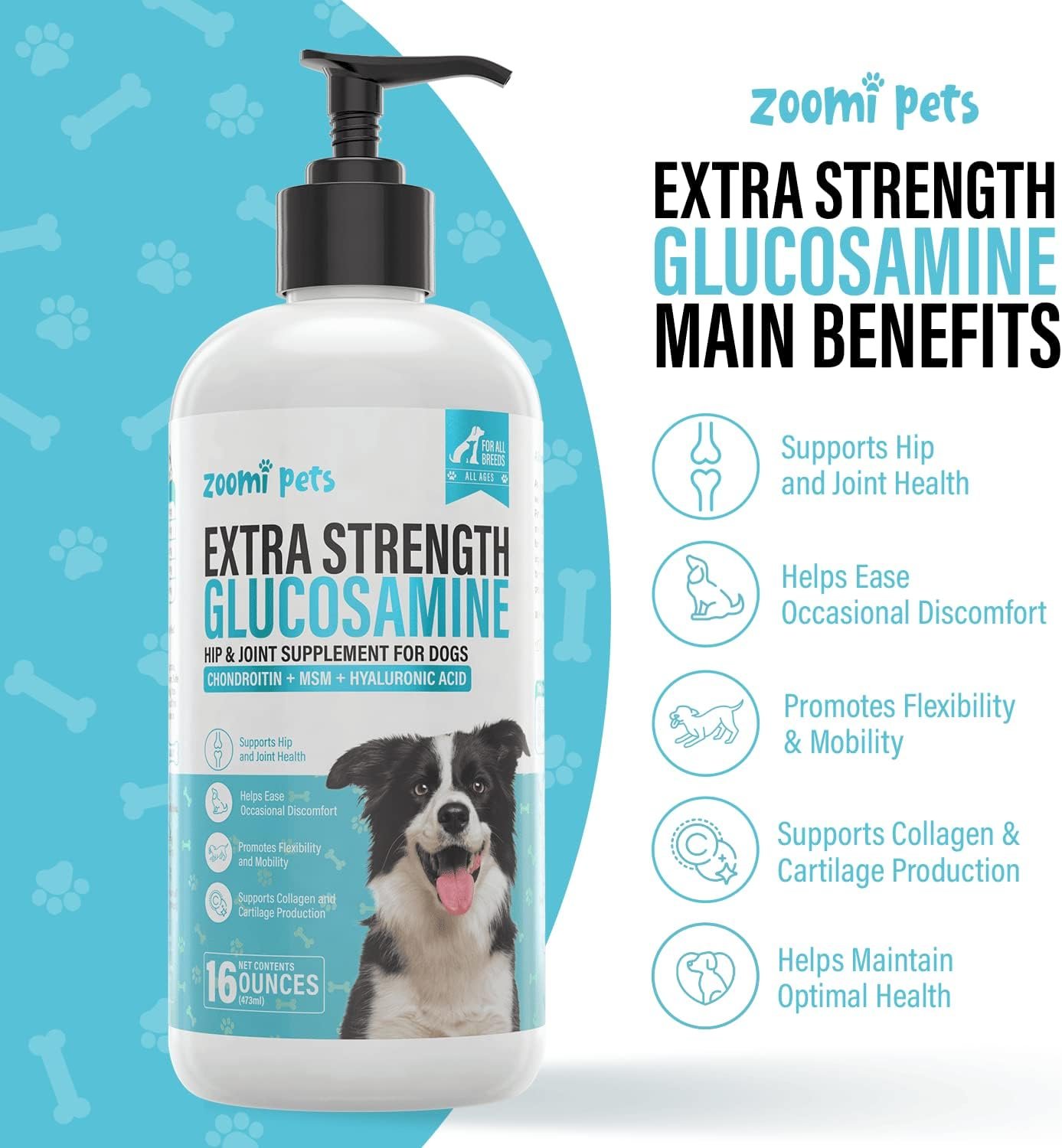 Liquid Glucosamine for Dogs (16oz) - Hip and Joint Supplement with Hyaluronic Acid, MSM, Manganese & Glucosamine Chondroitin for Dogs - Dog Joint Supplement Large Breed, Medium & Small Dogs - Image 5