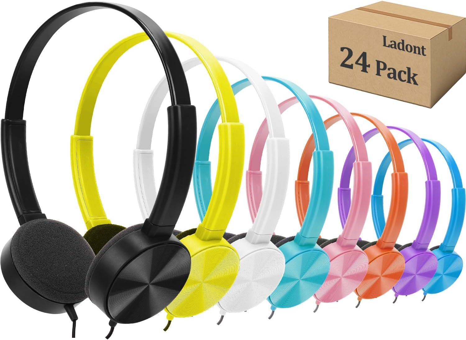 24 Pack Kids Classroom Headphones Bulk for School Students, Durable Wholesale Class Set Headphones for Kids Children Toddler Teen Boys Girls (8 Mixed Colors) - Image 2