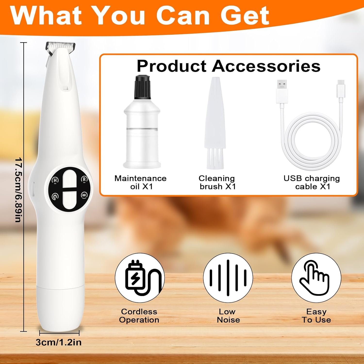 Dog Paw Trimmer with LED Light, Upgraded 2 in 1 Dog Grooming Kit, Cordless Dog Nail Trimmers Grinder with 3 Ports for Small Medium Large Dogs, Pet Micro Precision Electric Trimmer for Paws Eyes Ears - Image 9