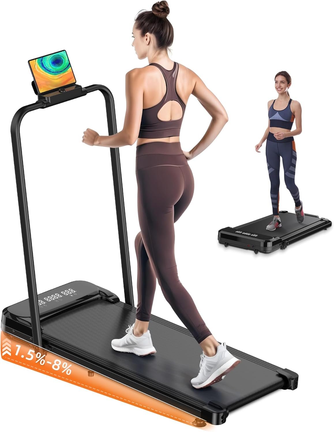 Walking Pad, Under Desk Treadmill, Walking Pad with Incline, 2 in 1 Treadmills for Home/Office, Compact Portable Foldable Treadmill, Installation-Free Low Noise, Safety Lock and LED Display - Image 2