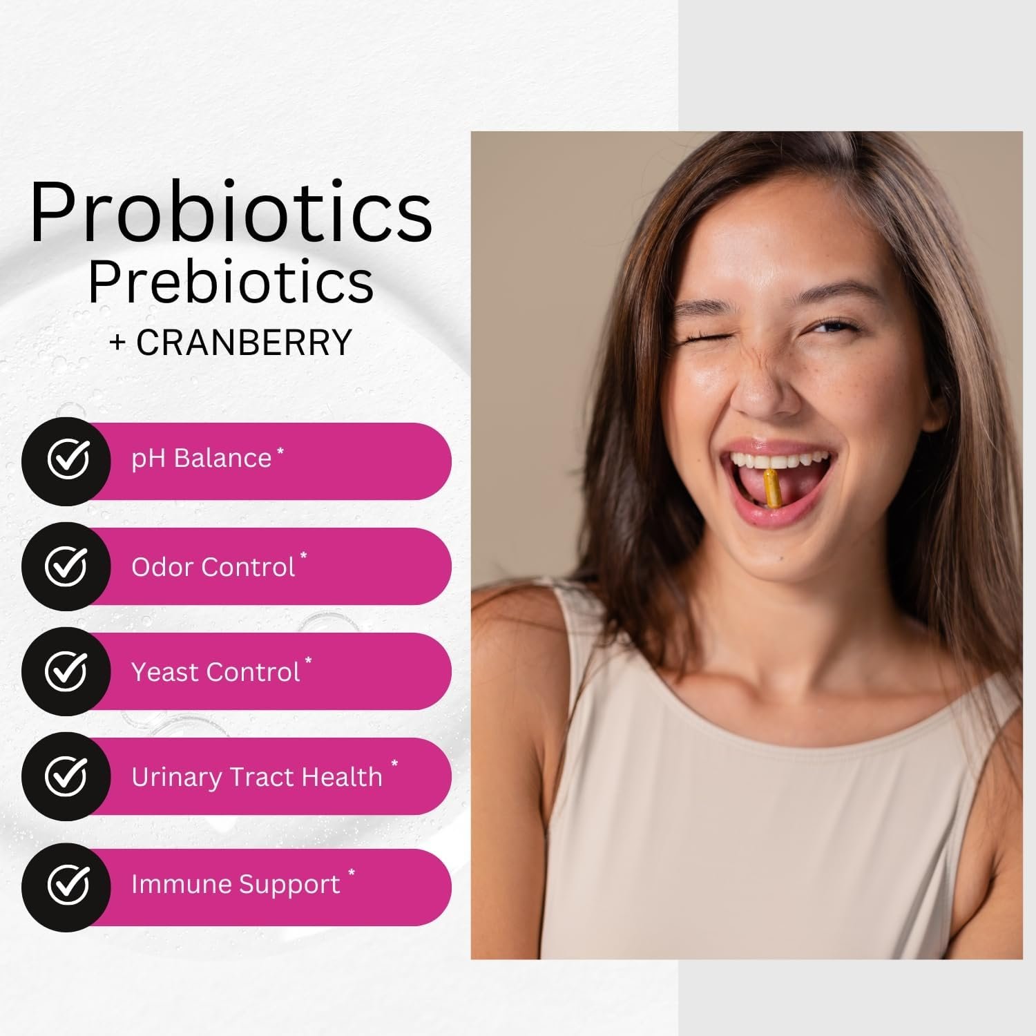 Vaginal Probiotics for Women + Prebiotics & Cranberry Pills, pH Balance, Healthy Odor, Yeast Flora, Immune Support, Positive Microbiome Health, Women’s Lactobacillus Probiotic, 60 Vegan Capsules - Image 3