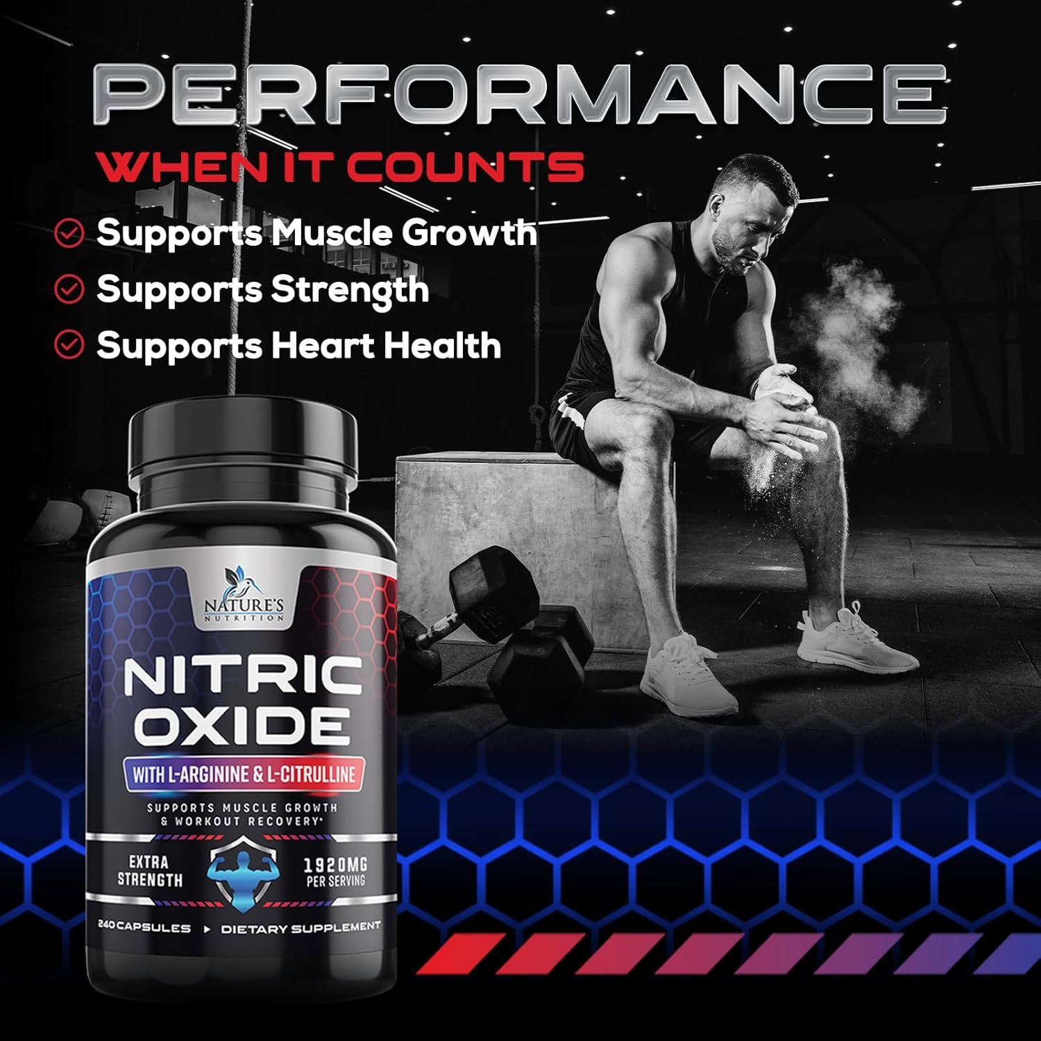 Nitric Oxide Booster Extra Strength - L Arginine 3X Strength Nitric Oxide Support Supplements for Men and Women, Citrulline Muscle, Heart Health, & Energy Support Supplement, Non-GMO - 240 Capsules - Image 8