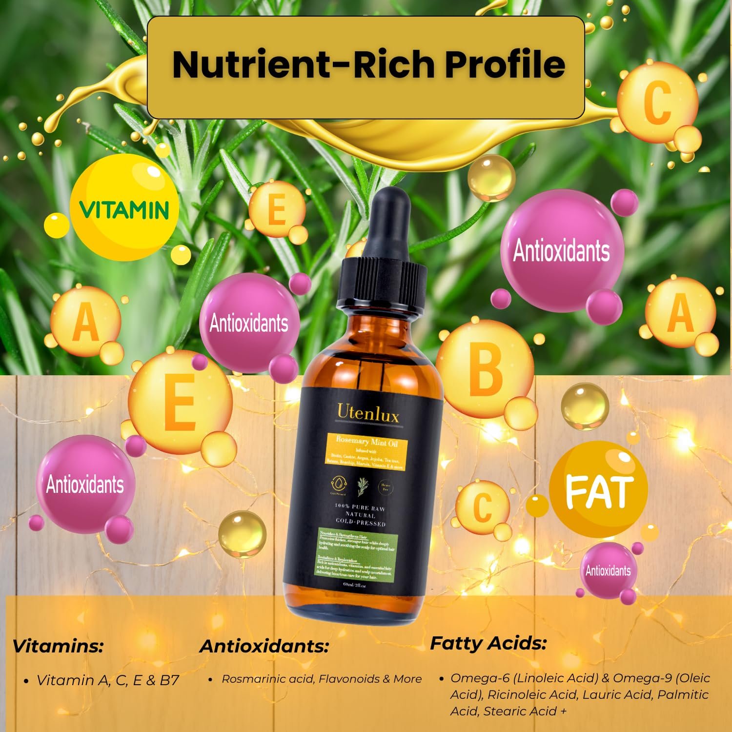 Rosemary Oil for Hair Growth, Organic Hair Growth Rosemary Oil, Cold Pressed, Infused with Mint, Biotin, Argan, Jojoba, Tea Tree, Rosehip, Marula Oils & Vitamin E, 2 oz - Image 8