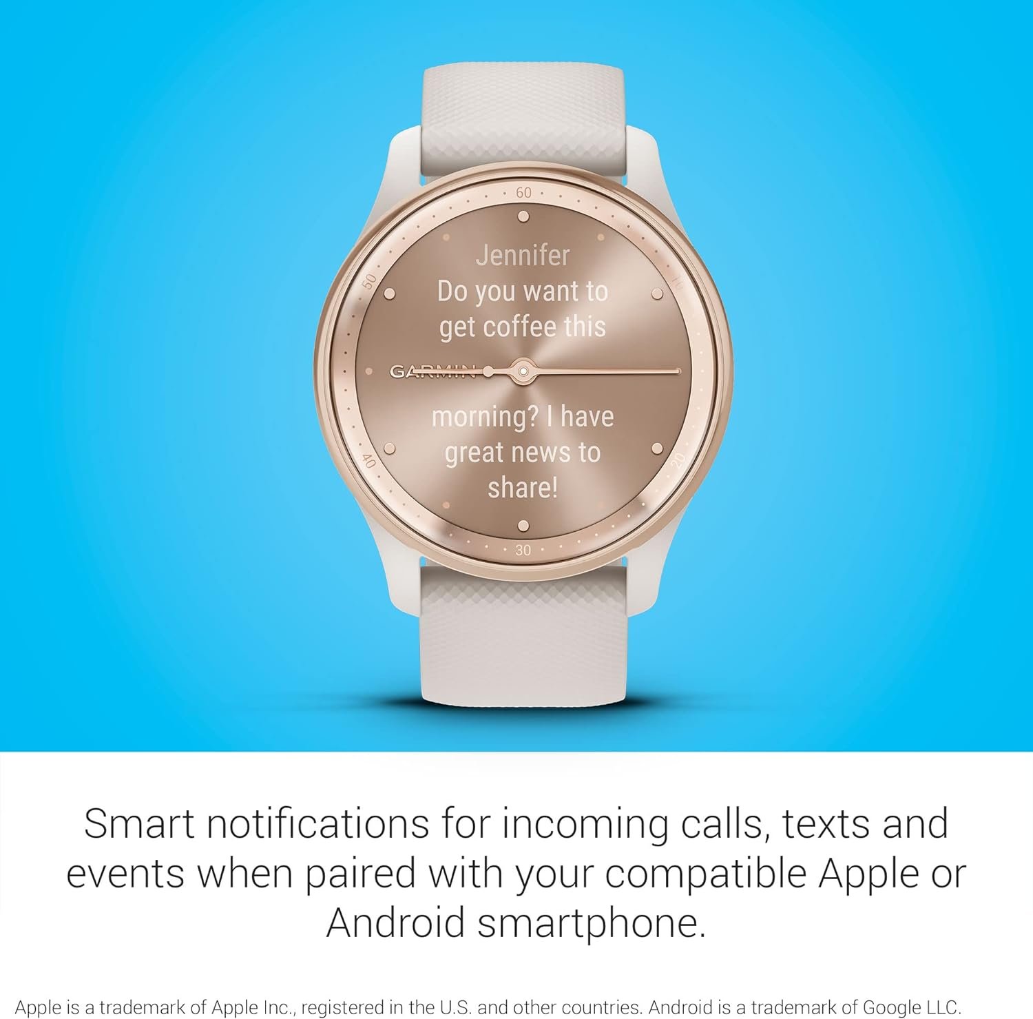 Garmin Vivomove Trend, Stylish Hybrid Smartwatch, Long-Lasting Battery Life, Dynamic Watch Hands and Touchscreen Display, Black (Renewed), Adjustable - Image 5