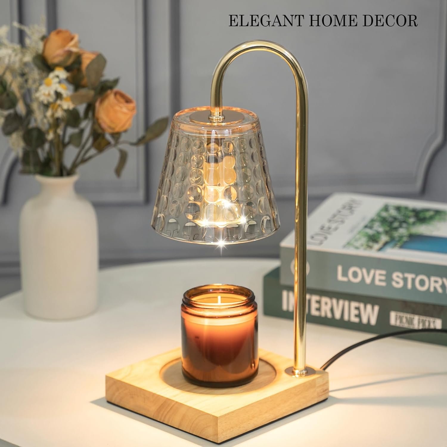 Mocalido Candle Warmer Lamp with Timer, Dimmable Electric Candle Warmer, Christmas Birthday Gifts for Women Mom, Candle Top Melting, Glass Candle Heater Lamp for Scented Jar Candles, Amber - Image 3