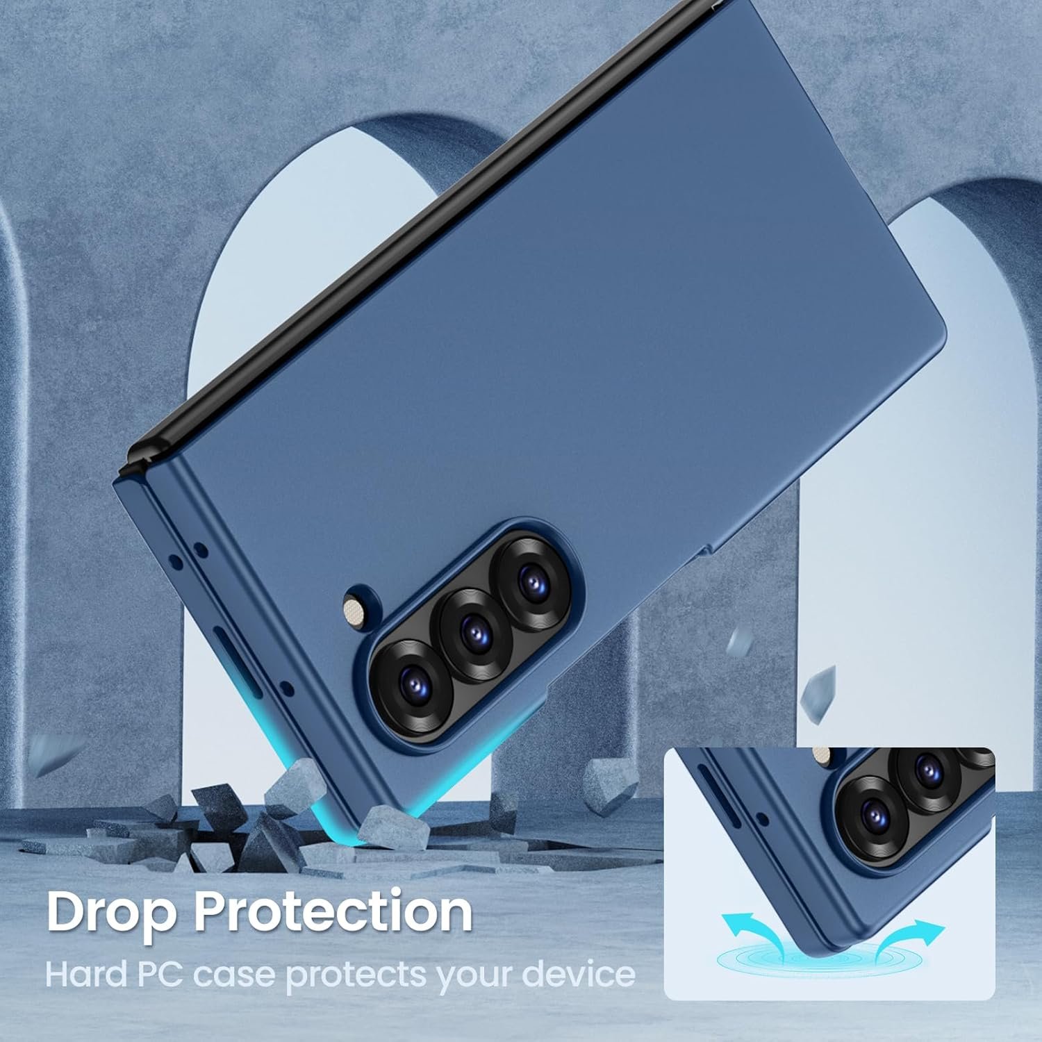 Maxdara for Samsung Z Fold 6 Case, with Privacy Tempered Glass Screen Protector & Support Wireless Charging Protective Phone Cover for Samsung Galaxy Z Fold 6 5G (Blue) - Image 9